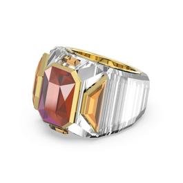 Swarovski Chroma cocktail ring, Pink, Gold tone plated