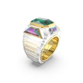 Swarovski Chroma cocktail ring, Green, Gold tone plated