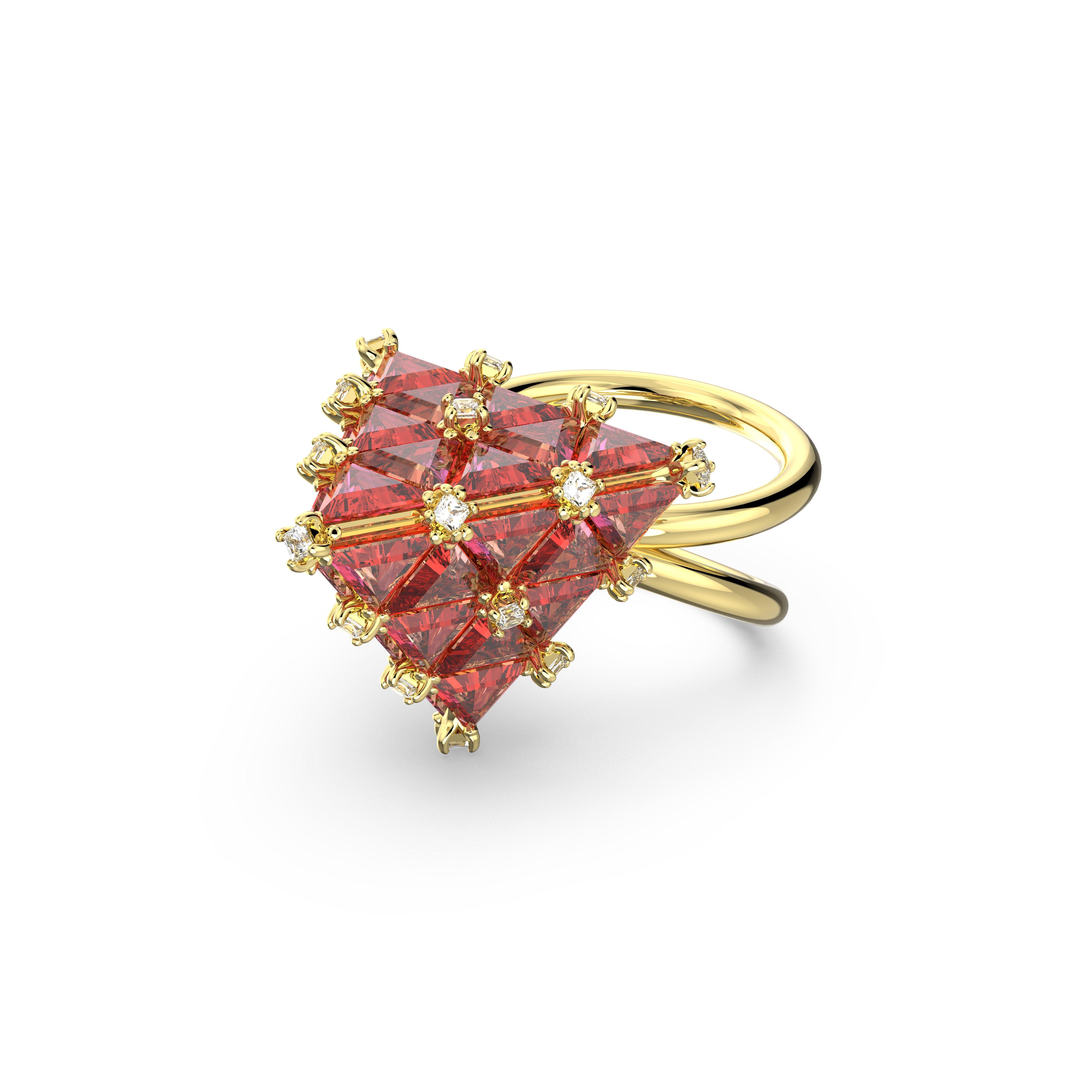 Orange/Gold - Swarovski - Women's Curio Crystal Band Ring - 1
