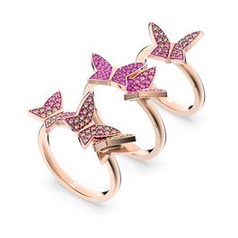 Swarovski Lilia ring, Set (3), Butterfly, Pink, Rose gold tone plated