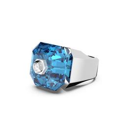 Swarovski Numina ring, Square cut, Blue, Rhodium plated