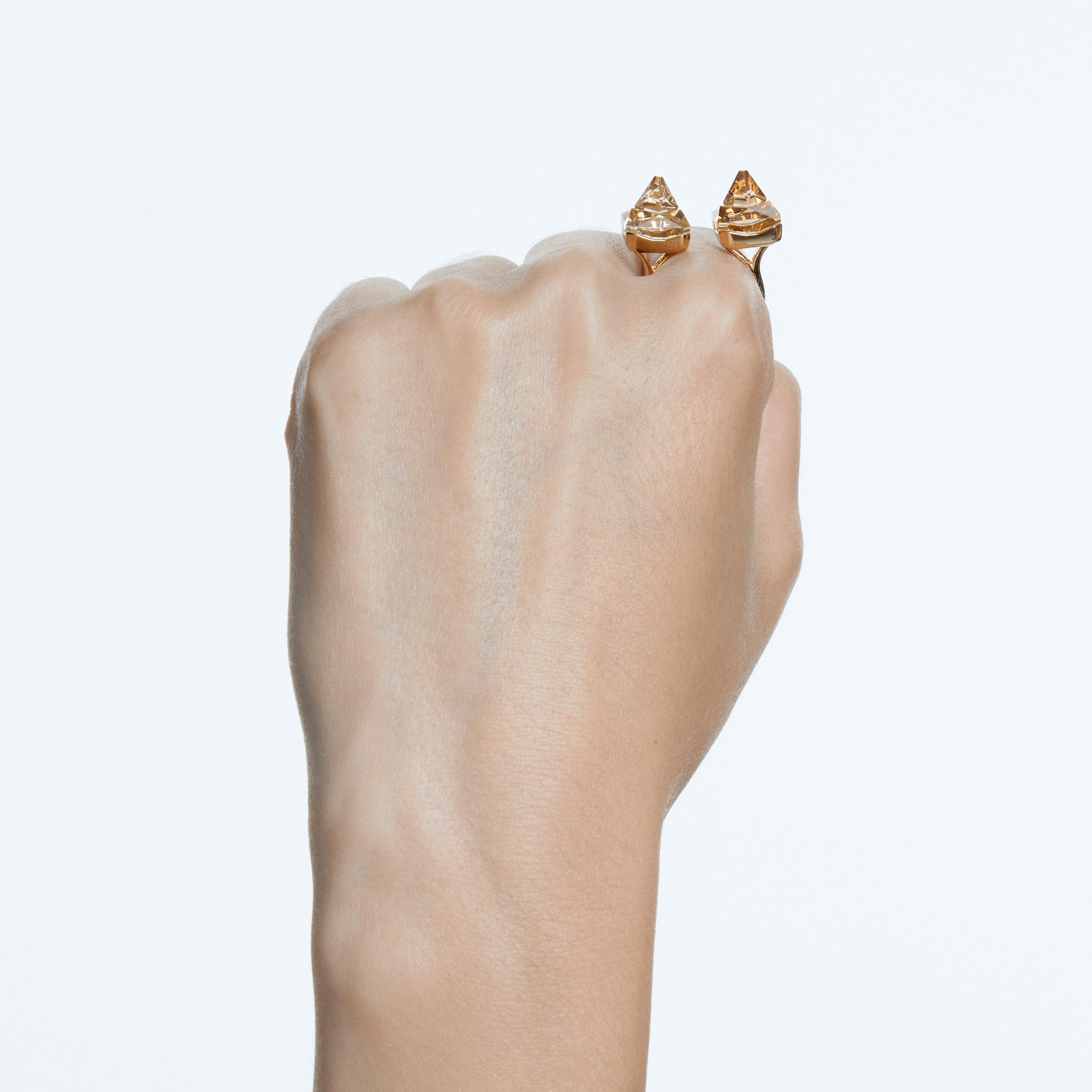 Cry/Gos - Swarovski - Matrix open ring, Pyramid cut, Yellow, Gold-tone plated - 2