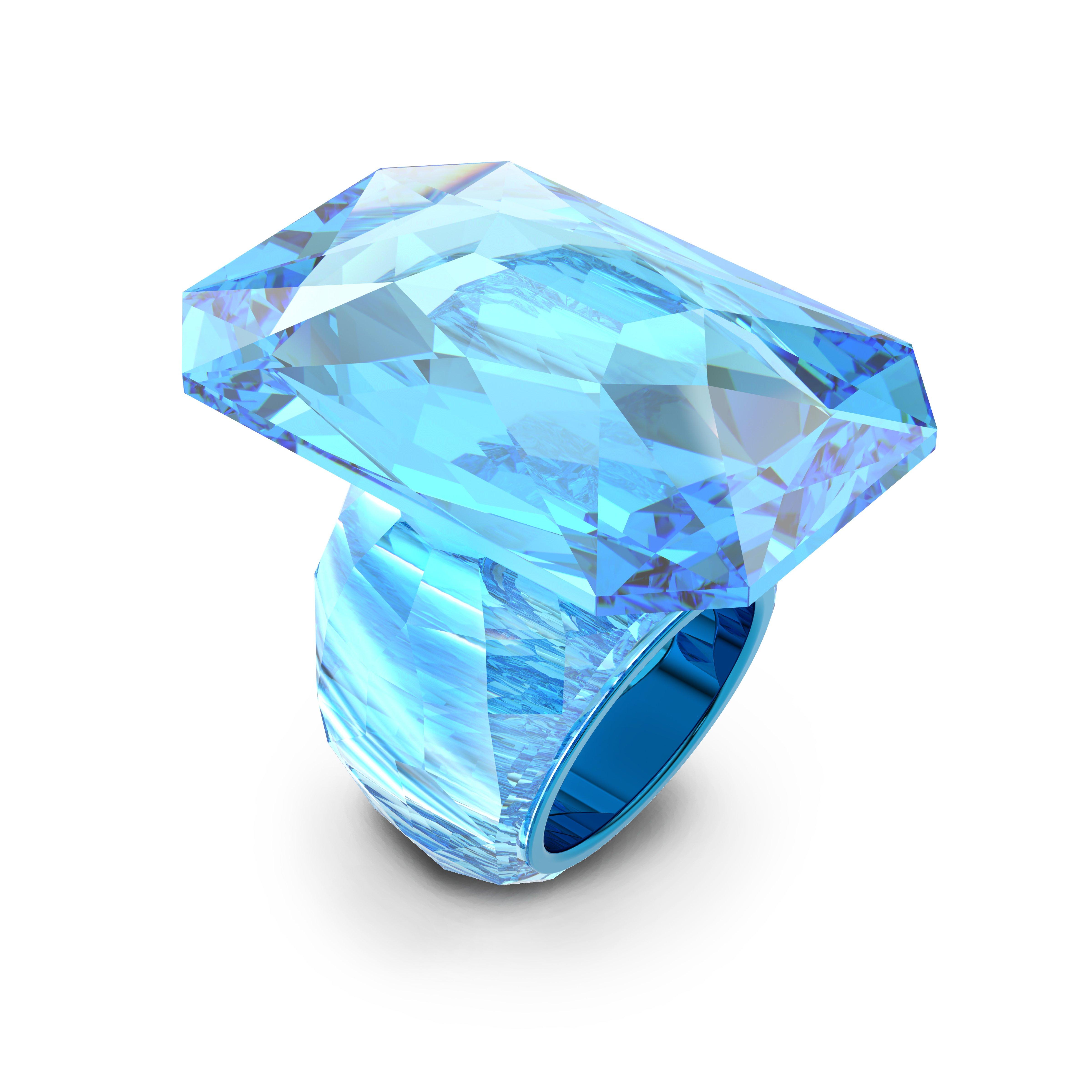 Aqua Crystal - Swarovski - Lucent cocktail ring, Oversized crystal, Octagon cut, Yellow - 1