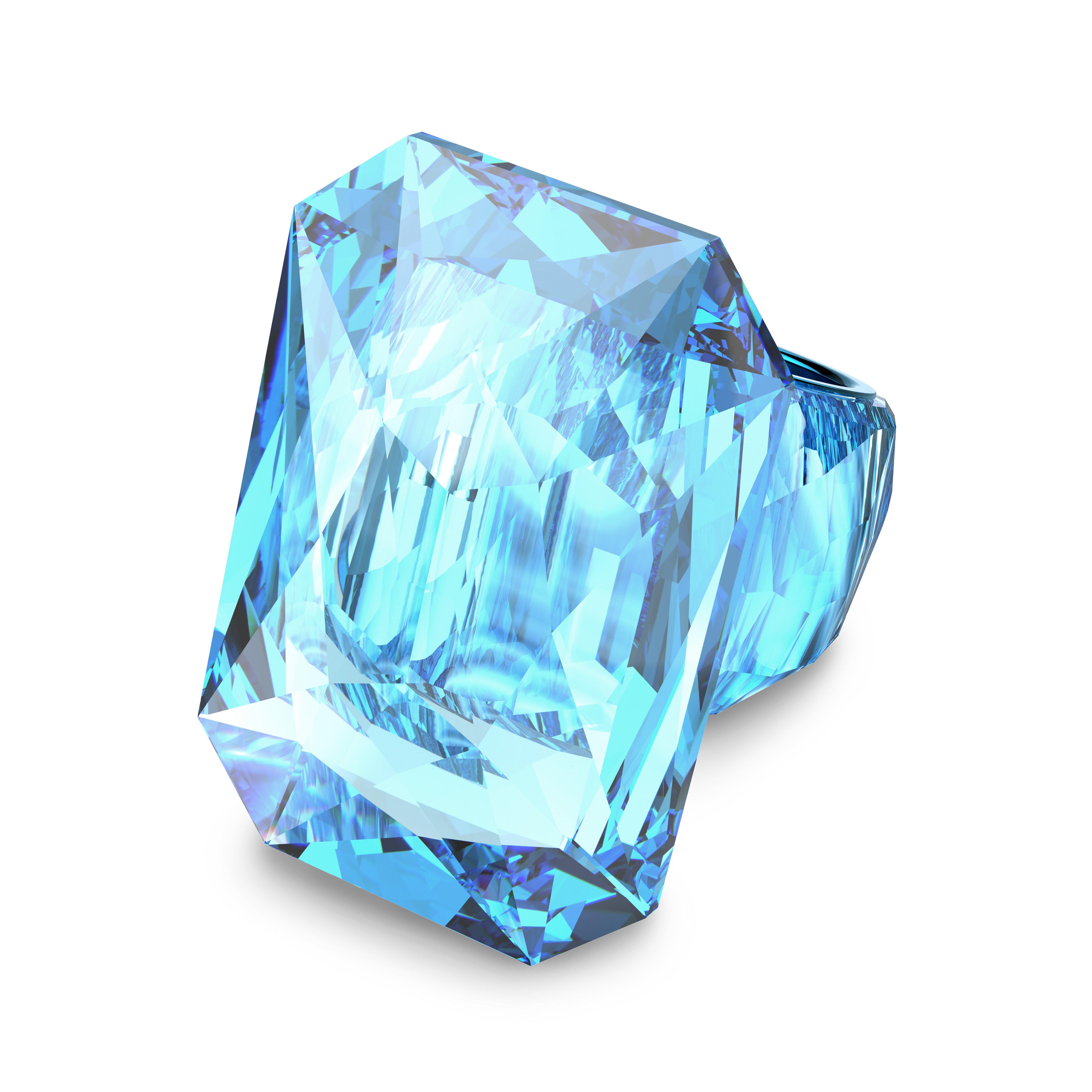 Aqua Crystal - Swarovski - Lucent cocktail ring, Oversized crystal, Octagon cut, Yellow - 6