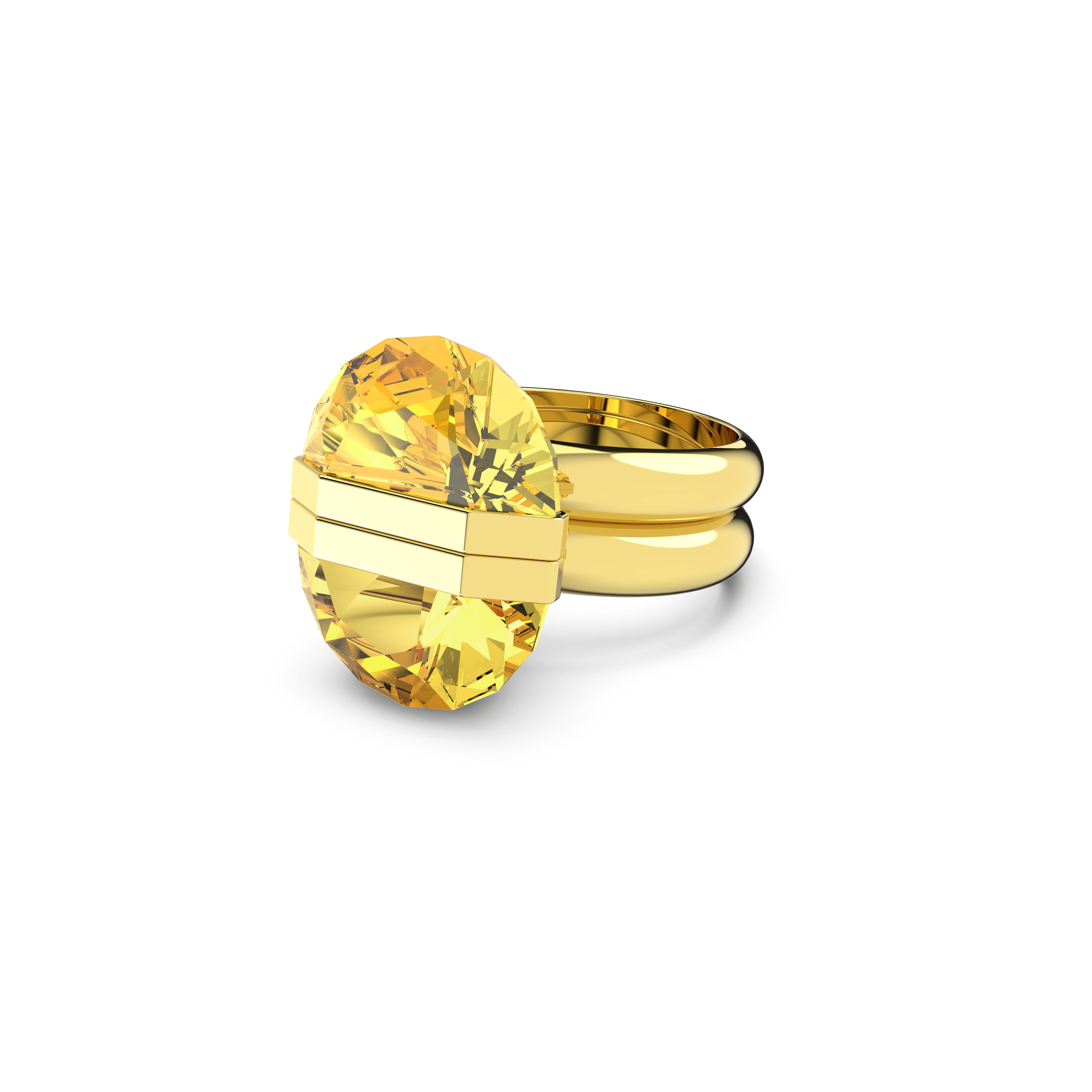 Amarelo/Dourado - Swarovski - Lucent ring, Magnetic closure, Yellow, Gold-tone plated - 4
