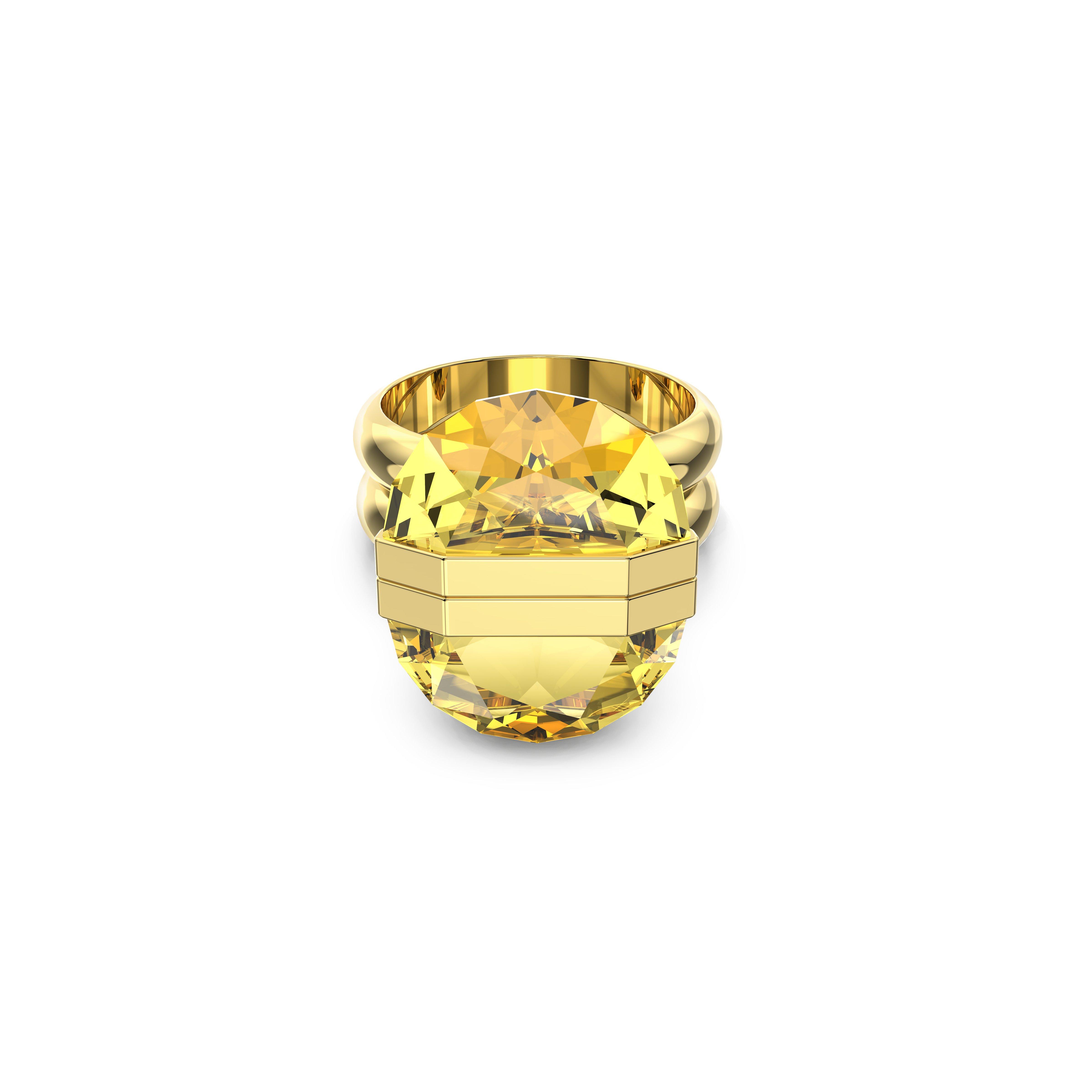 Amarelo/Dourado - Swarovski - Lucent ring, Magnetic closure, Yellow, Gold-tone plated - 5