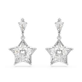 Swarovski Stella drop earrings, Kite cut, Star, White, Rhodium plated