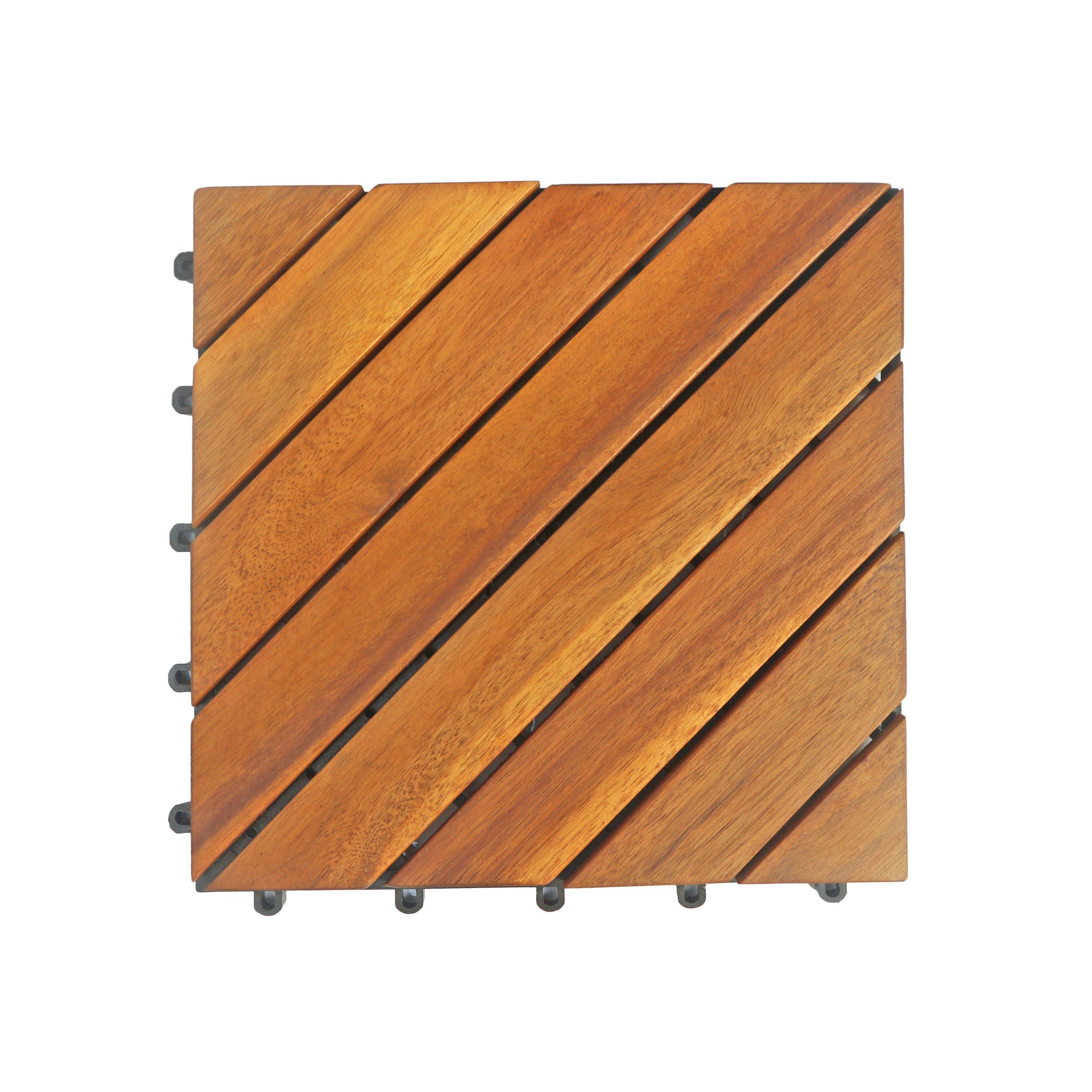 Studio 4 Pack Acacia Wood Deck Tile - 8 Slats Diagonal