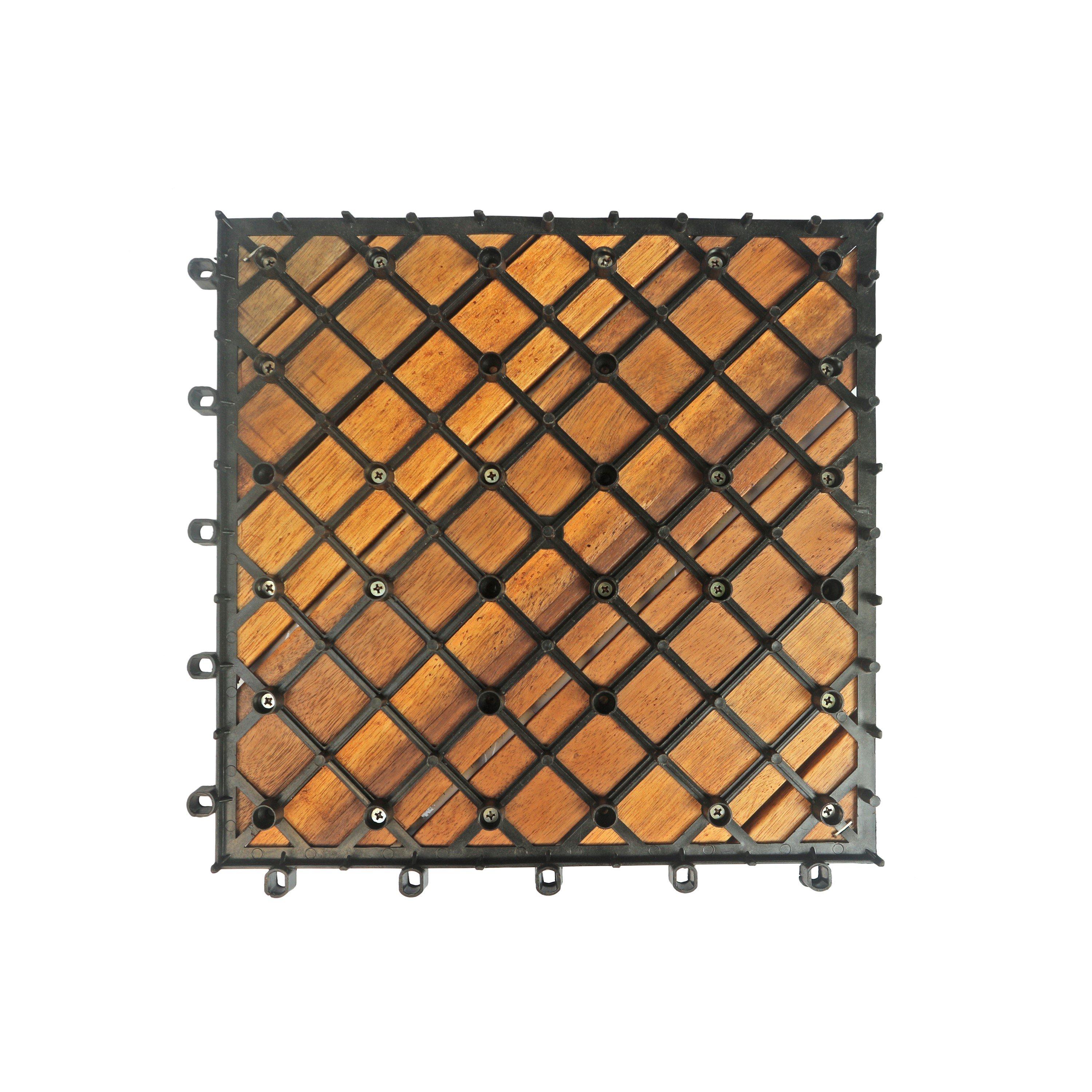 Acacia - Studio - 4 Pack Acacia Wood Deck Tile - 8 Slats Diagonal - 2