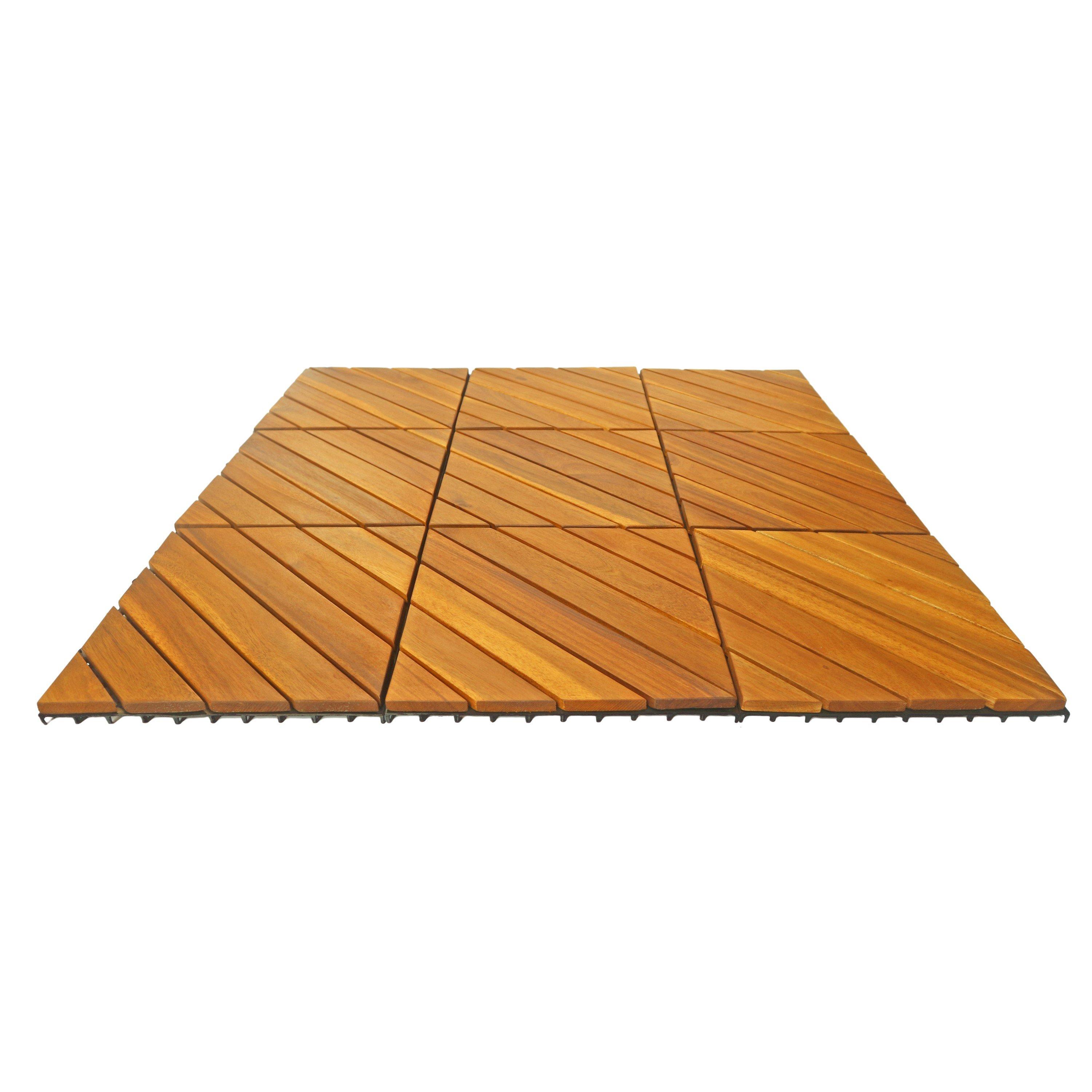 Acacia - Studio - 4 Pack Acacia Wood Deck Tile - 8 Slats Diagonal - 3