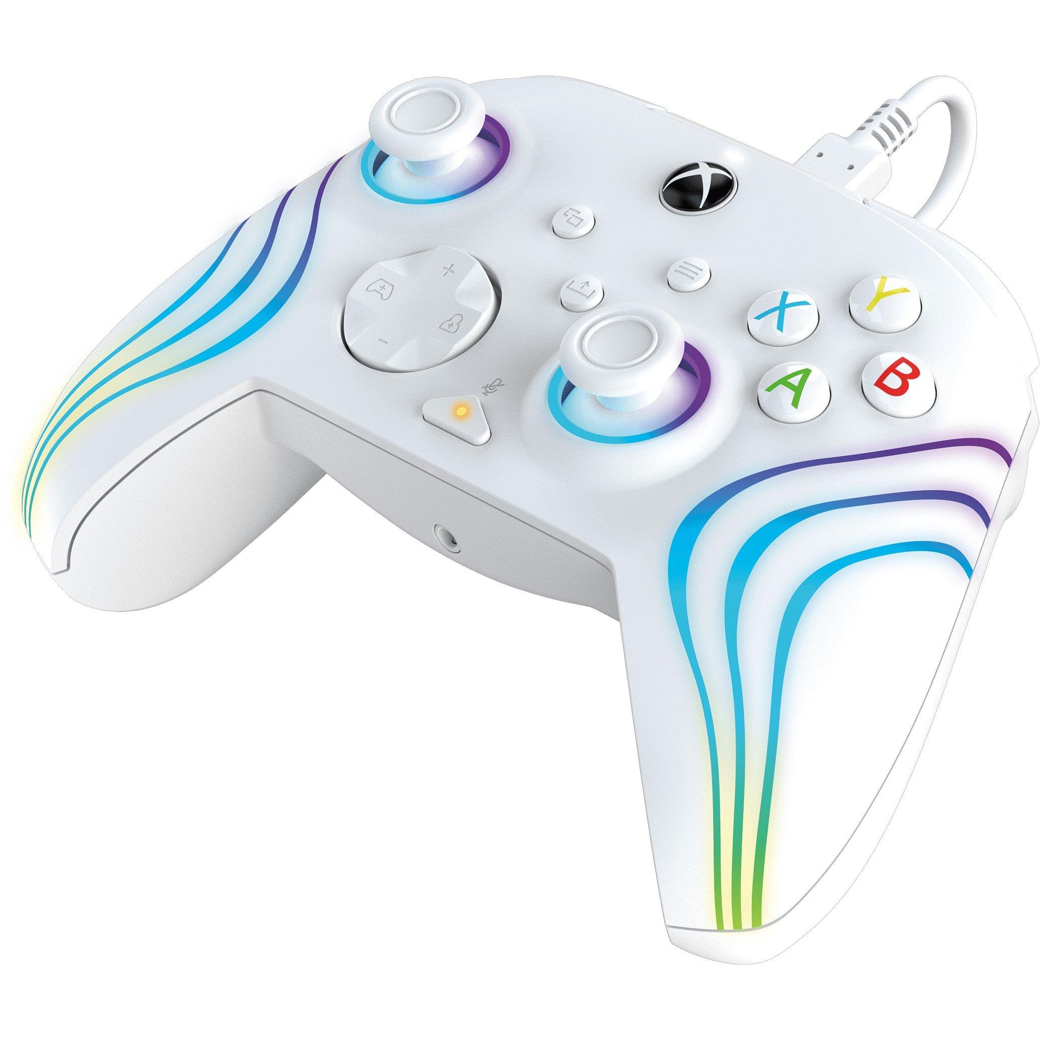 White - PDP - Afterglow Wave Wired Xbox Controller: White - 4