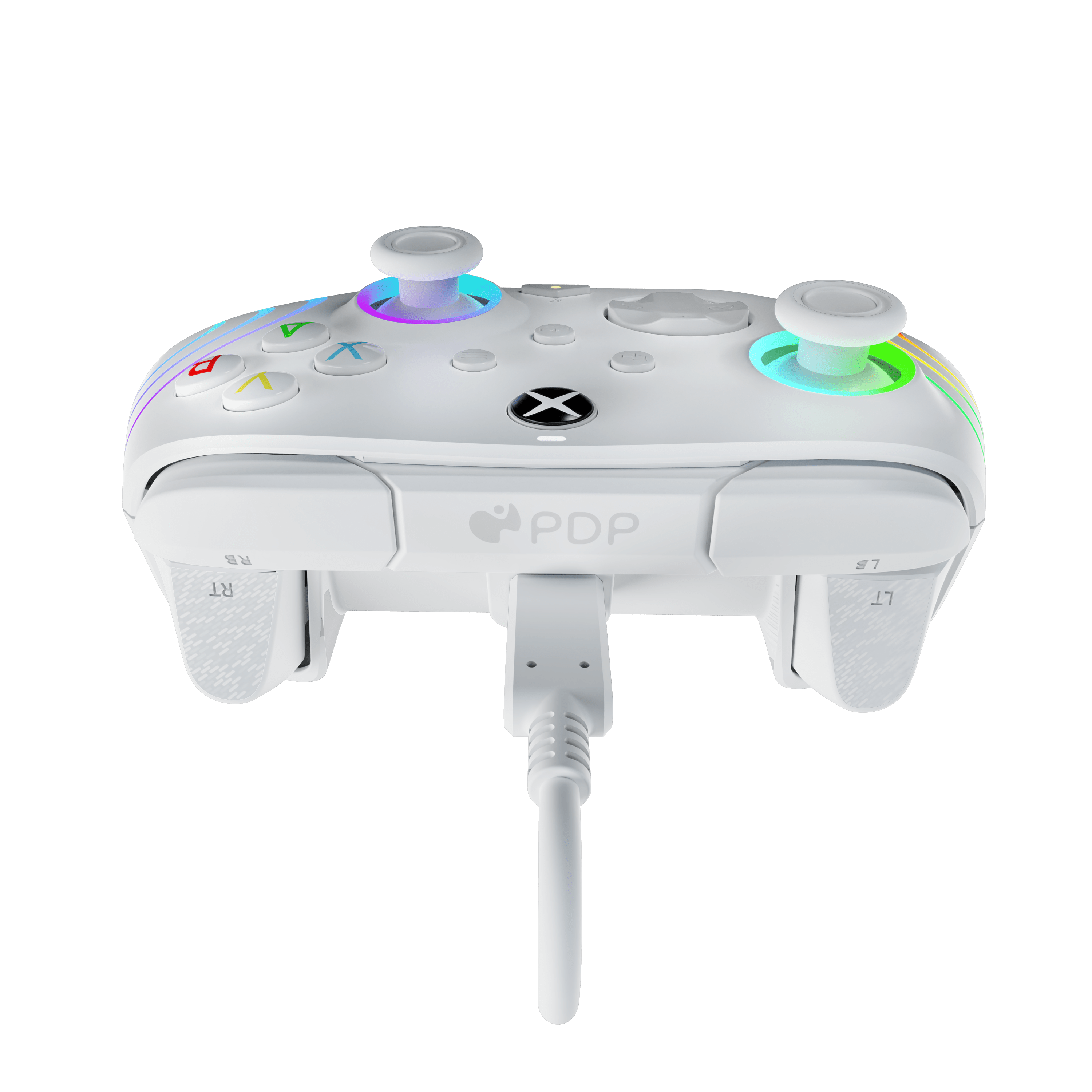 White - PDP - Afterglow Wave Wired Xbox Controller: White - 5