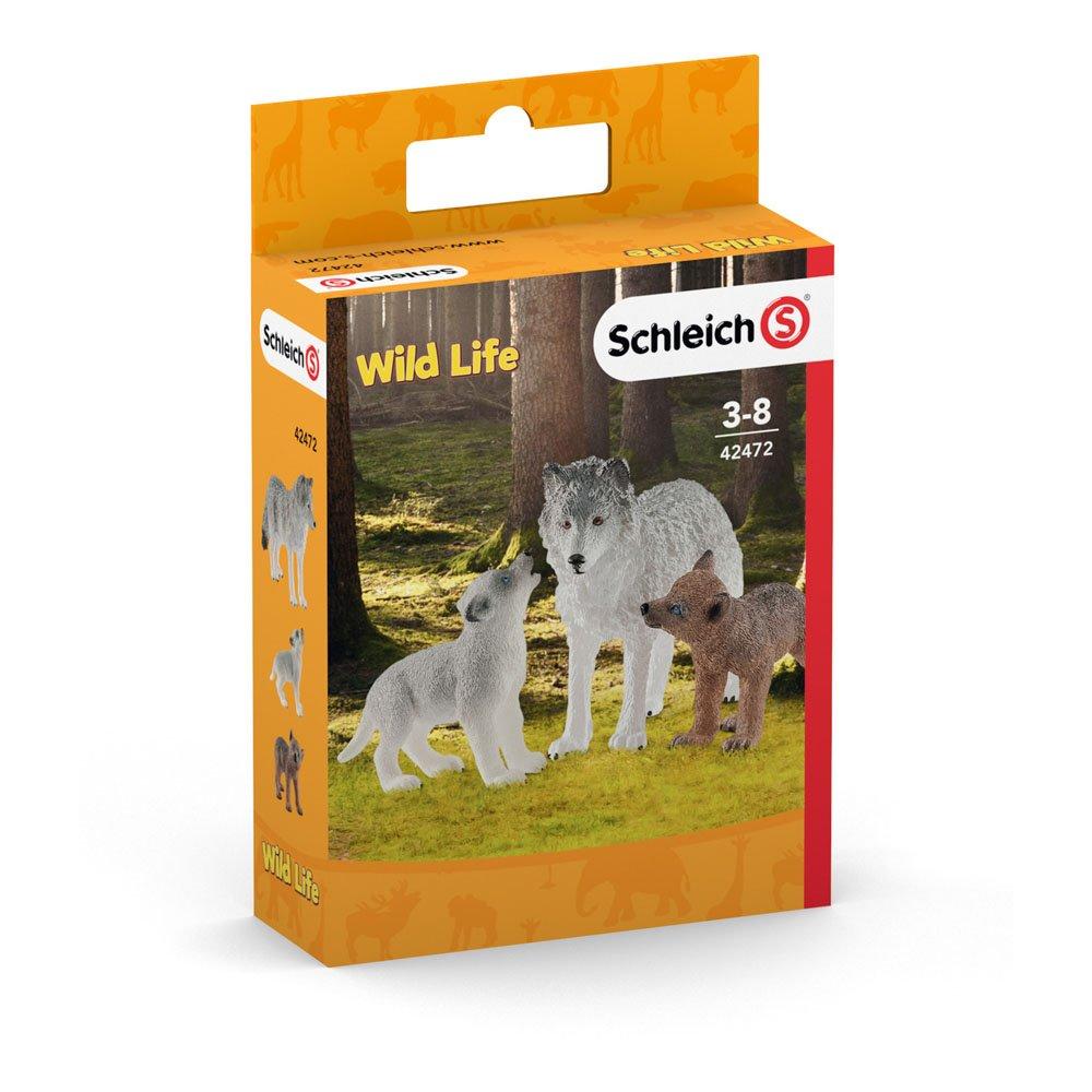 Multi - Schleich - Wild Life Mother Wolf with Pups Toy Figures Set - 5