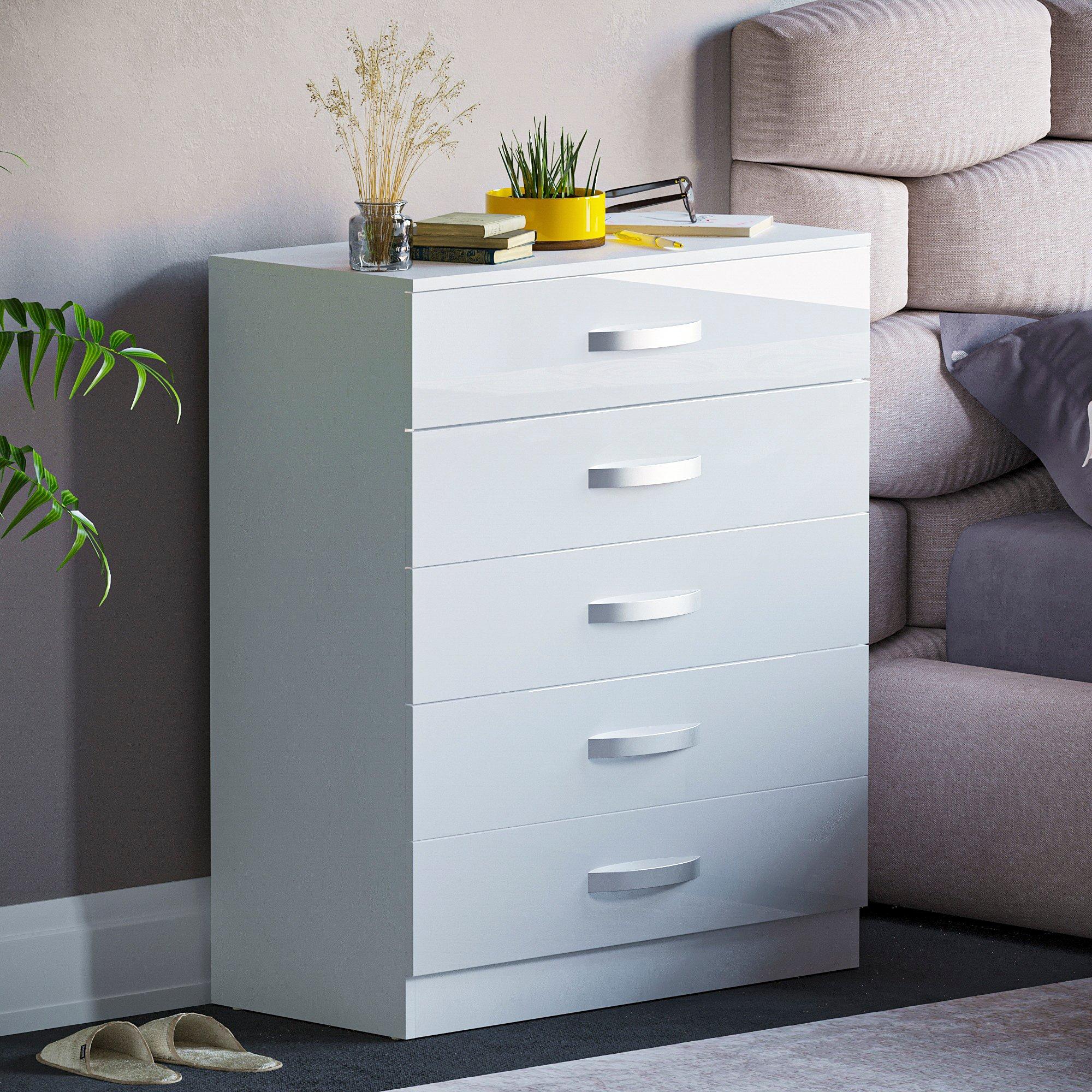 Lassic  Vida Designs Hulio 5 Drawer Chest - White - 5 Drawers
