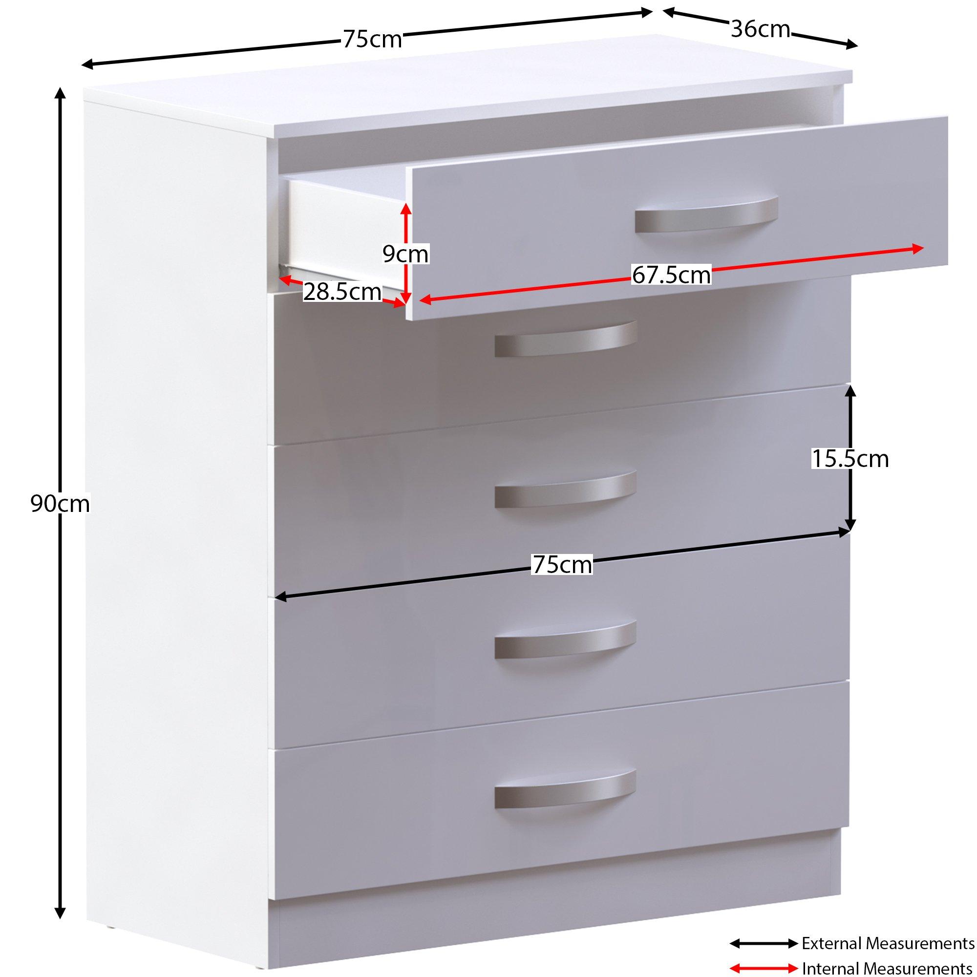 White - Lassic - Vida Designs Hulio 5 Drawer Chest - 2