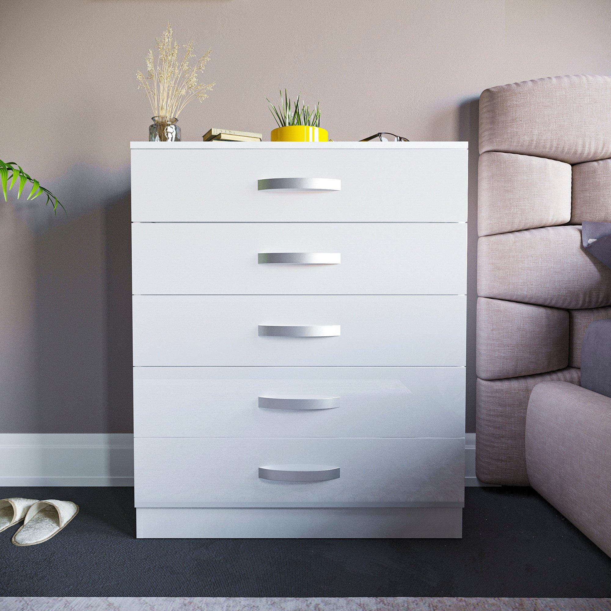 White - Lassic - Vida Designs Hulio 5 Drawer Chest - 3