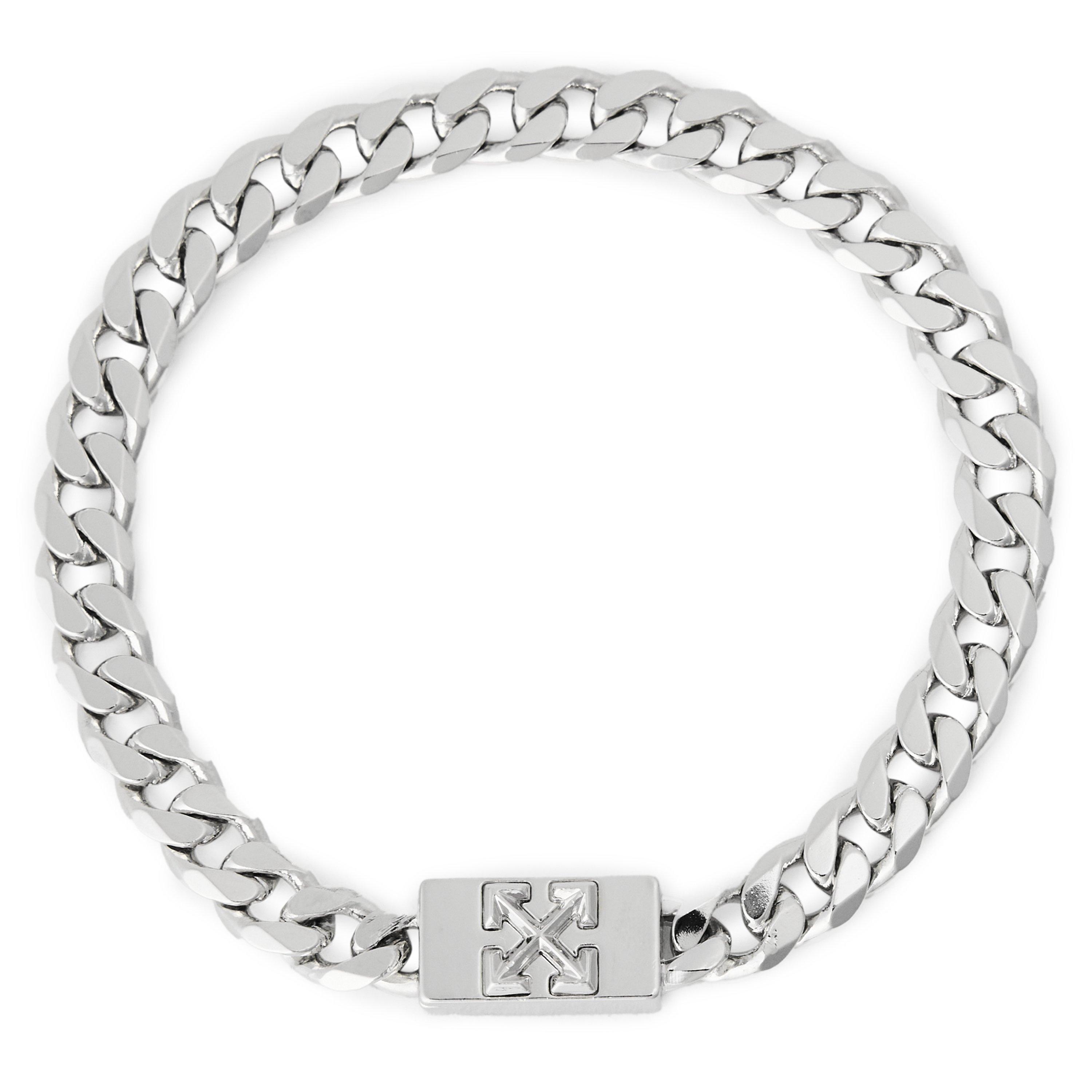 Off White Men's 6Mm Magnetic Cuban Chain Bracelet - Silver