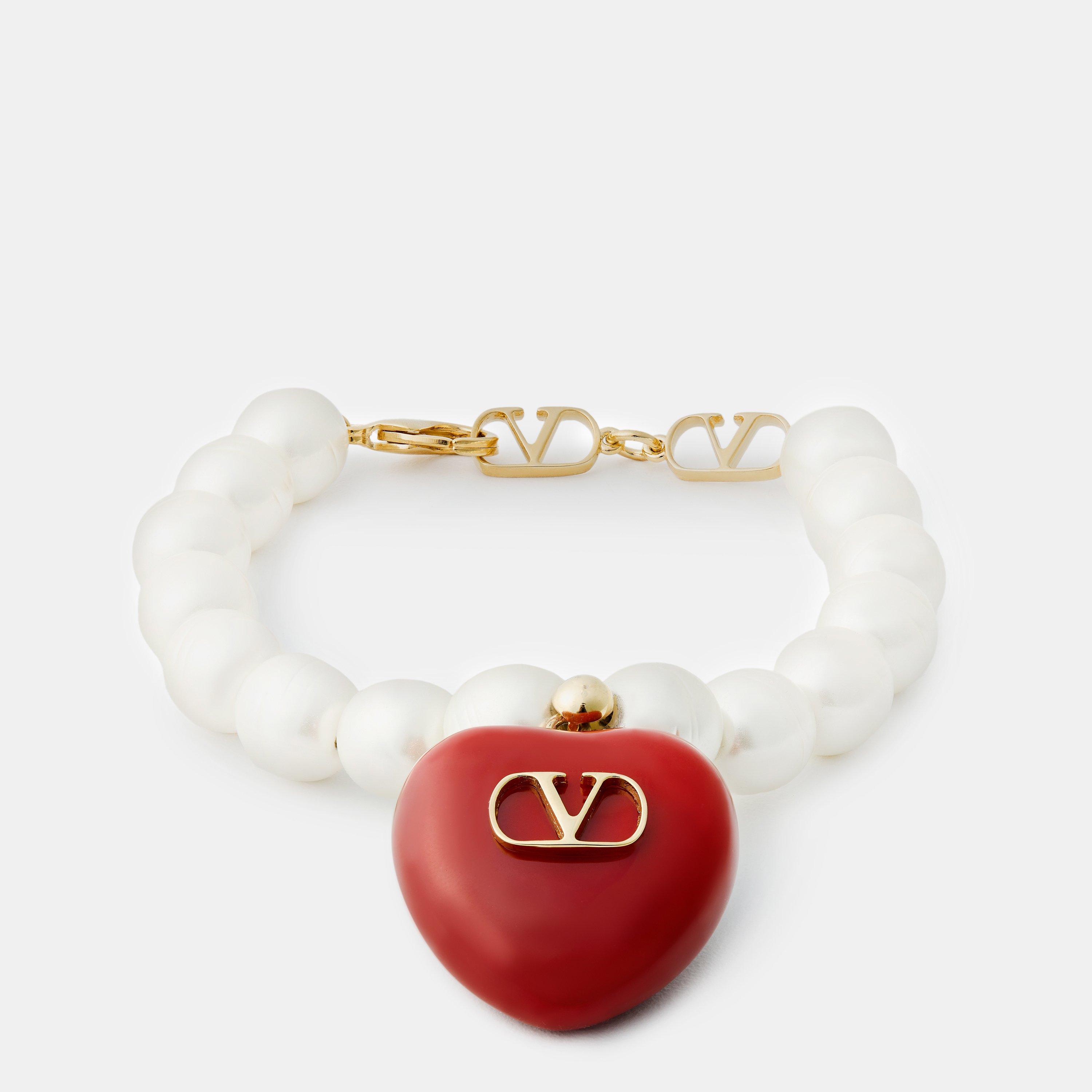 Oro/Rosso - Valentino Garavani - Women's Heart Charm Bracelet - 1