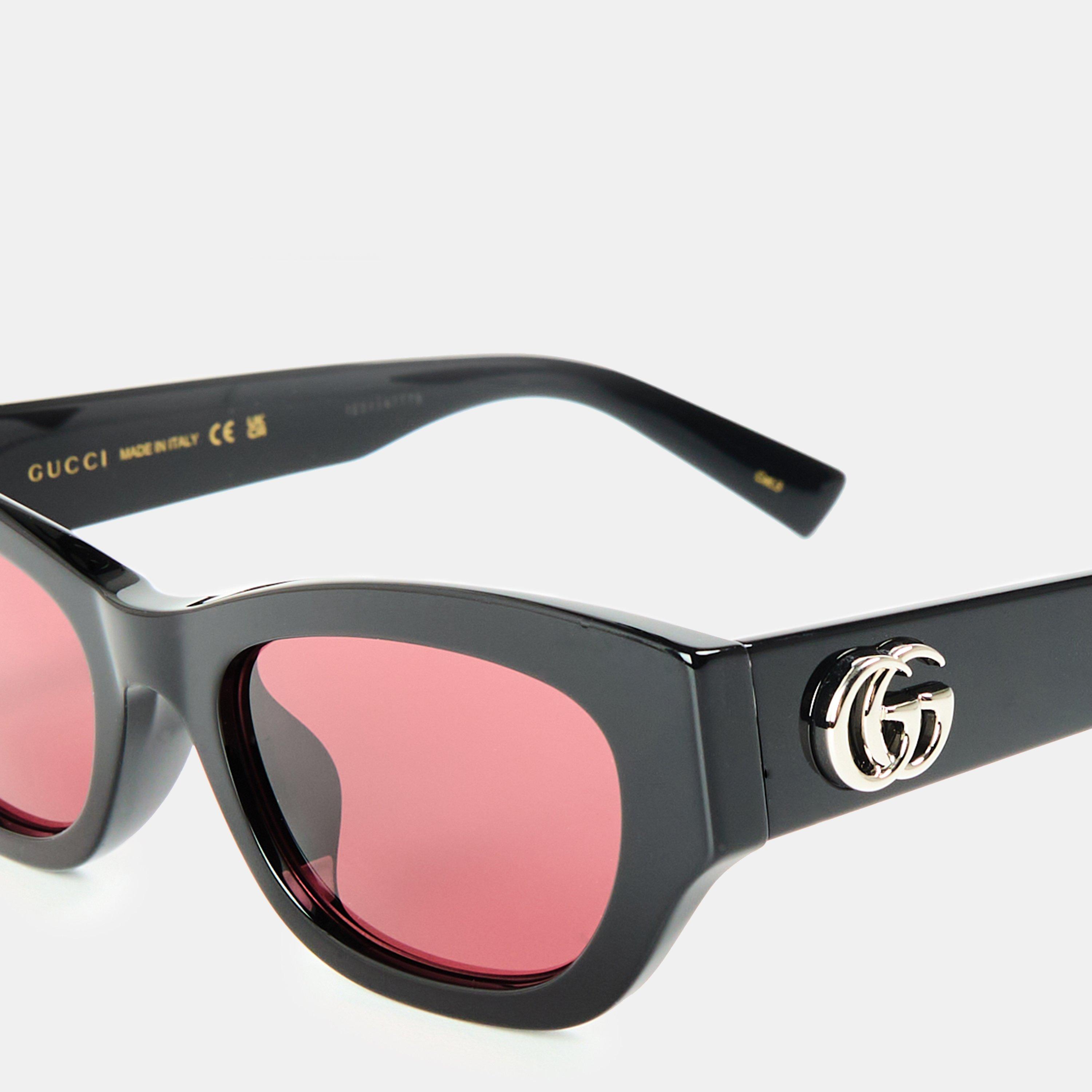 Black/Red - Gucci - Women's Rectangle Sunglasses - 4