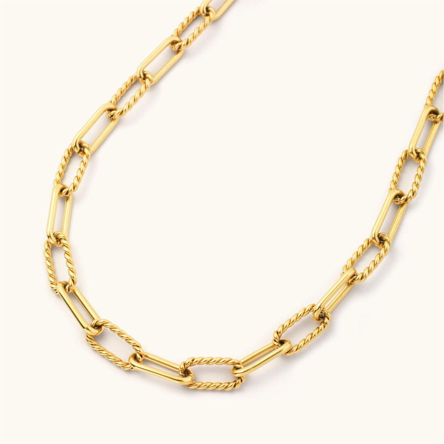 Gold - D.Louise - Womens Statement Rope Paperclip Chain Necklace - 4