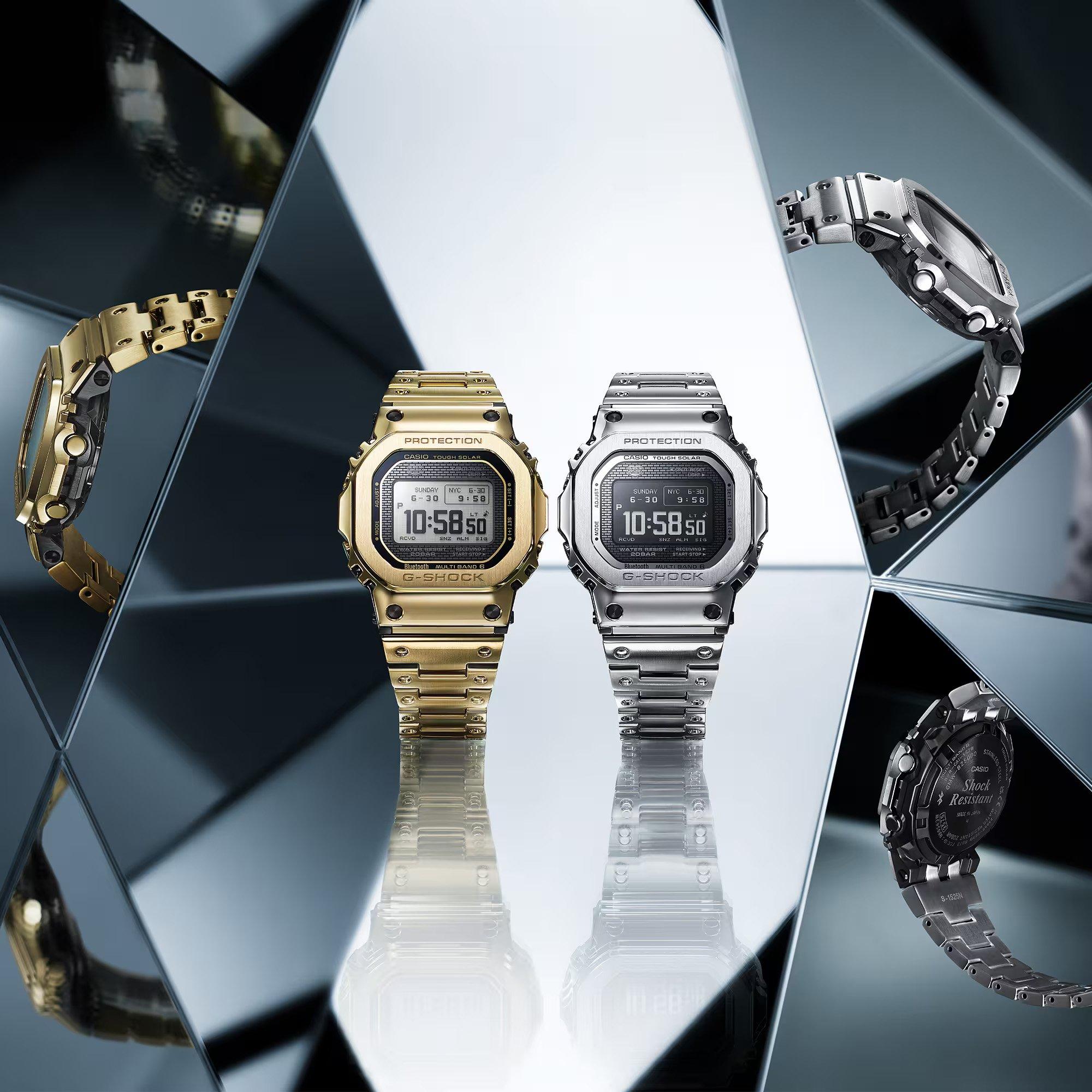 Gold - G Shock - Men's GMW-B5000 Digital Solar Stainless Steel Watch - 8