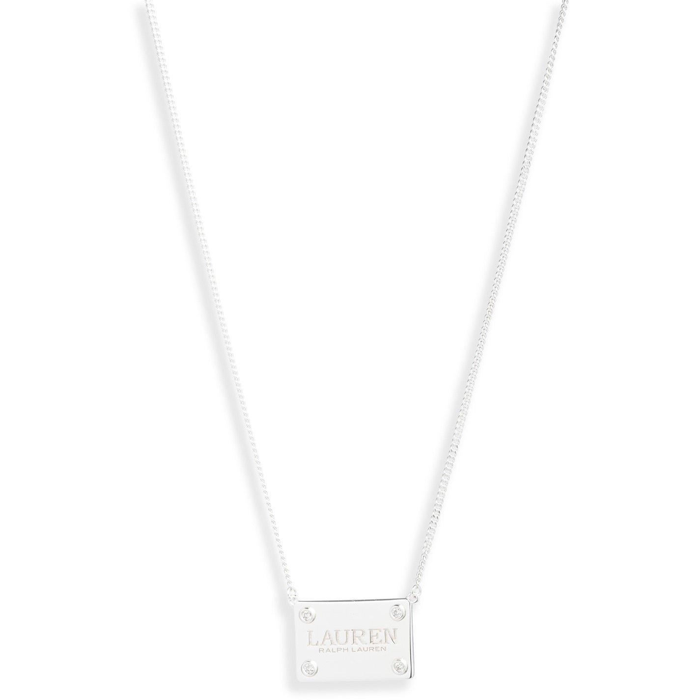 SLV/CRY - Ralph Lauren - Lauren Ralph Lauren Sterling Silver Logo Pendant Necklace - 1