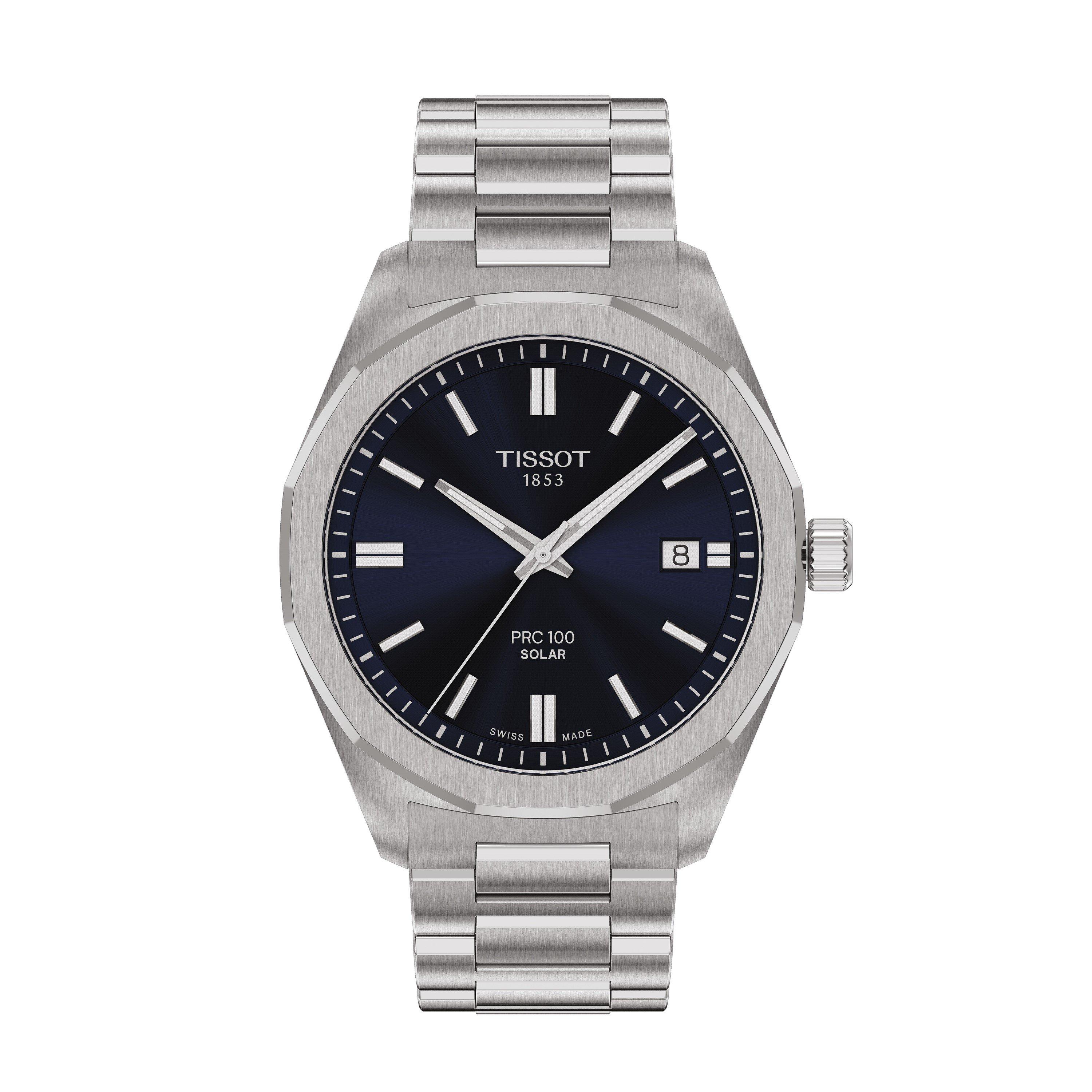 Blue/Steel - Tissot - Men's PRC100 Solar Analogue Quartz Watch - 1