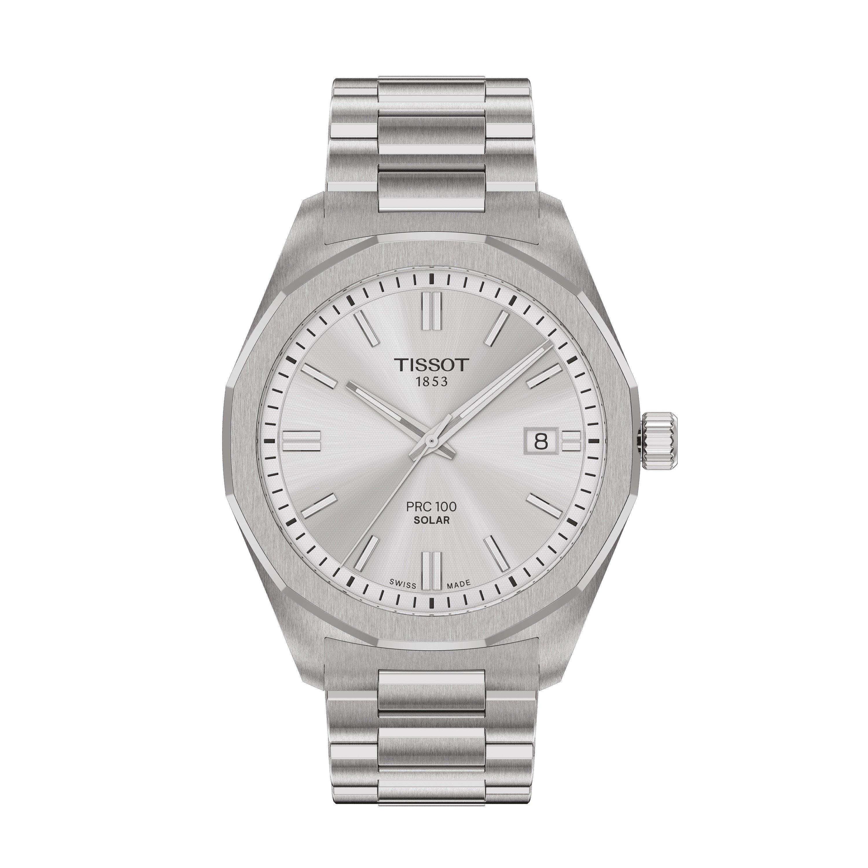 Tissot Men's PRC100 Solar Analogue Quartz Watch - Silver/Steel - Size 39mm