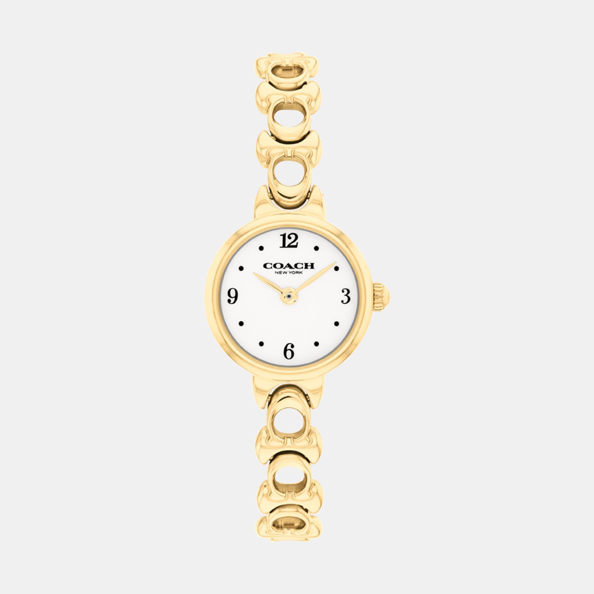 white/Gold - Coach - Coach Ladies Iris Gold Plated Bracelet Watch - 1