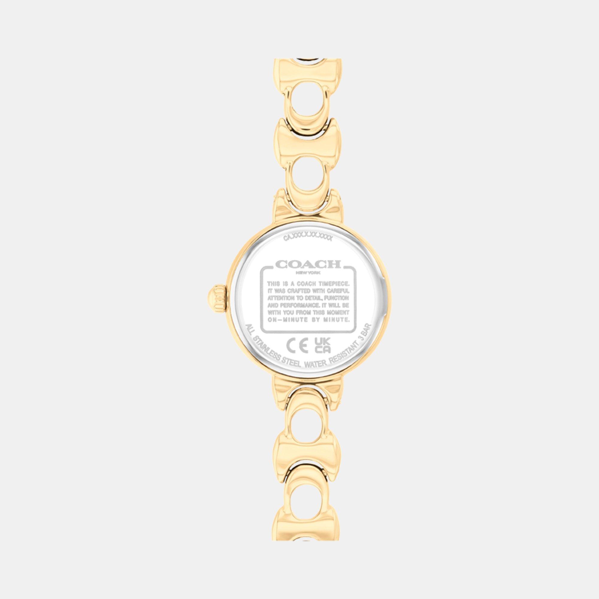 white/Gold - Coach - Coach Ladies Iris Gold Plated Bracelet Watch - 3