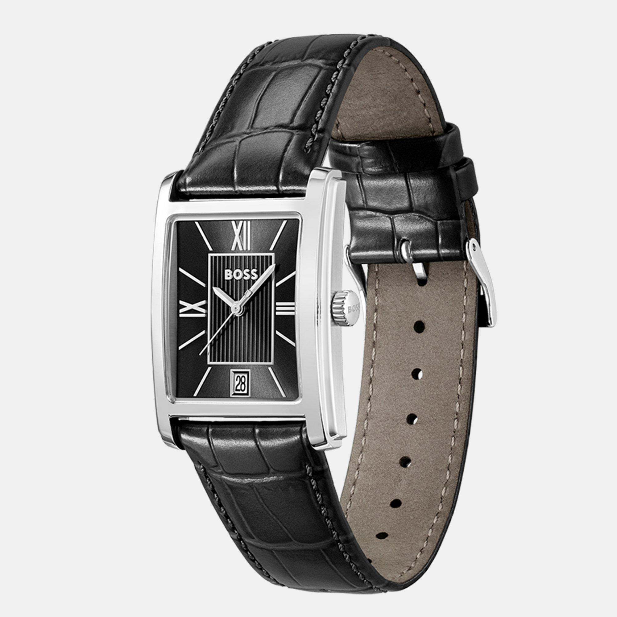 Silver - Boss - Gents BOSS Principle Dress Watch with Leather Strap - 3
