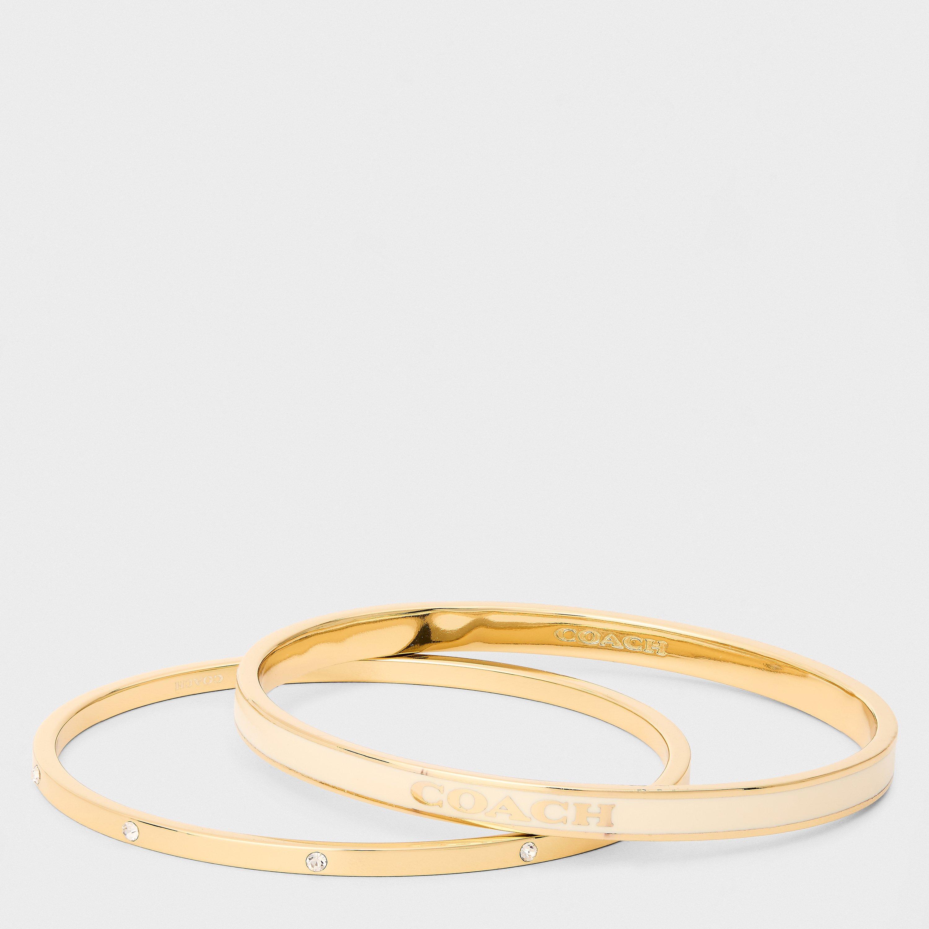 Coach Women's Duo Bangle Set - WHITE/GOLD