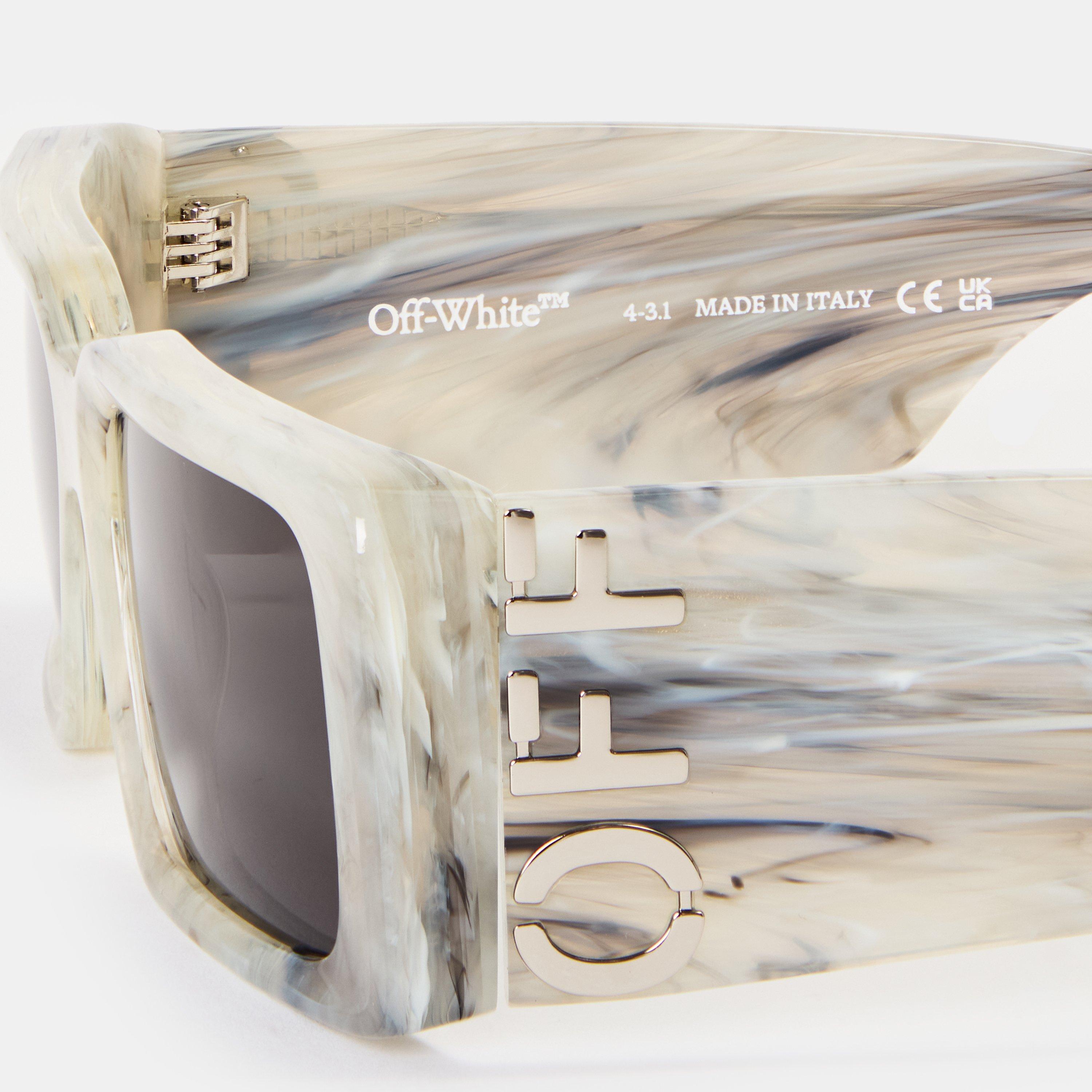 Marble/Grey - Off White - Women's Milano Acetate Full Rim Rectangle Sunglasses - 3