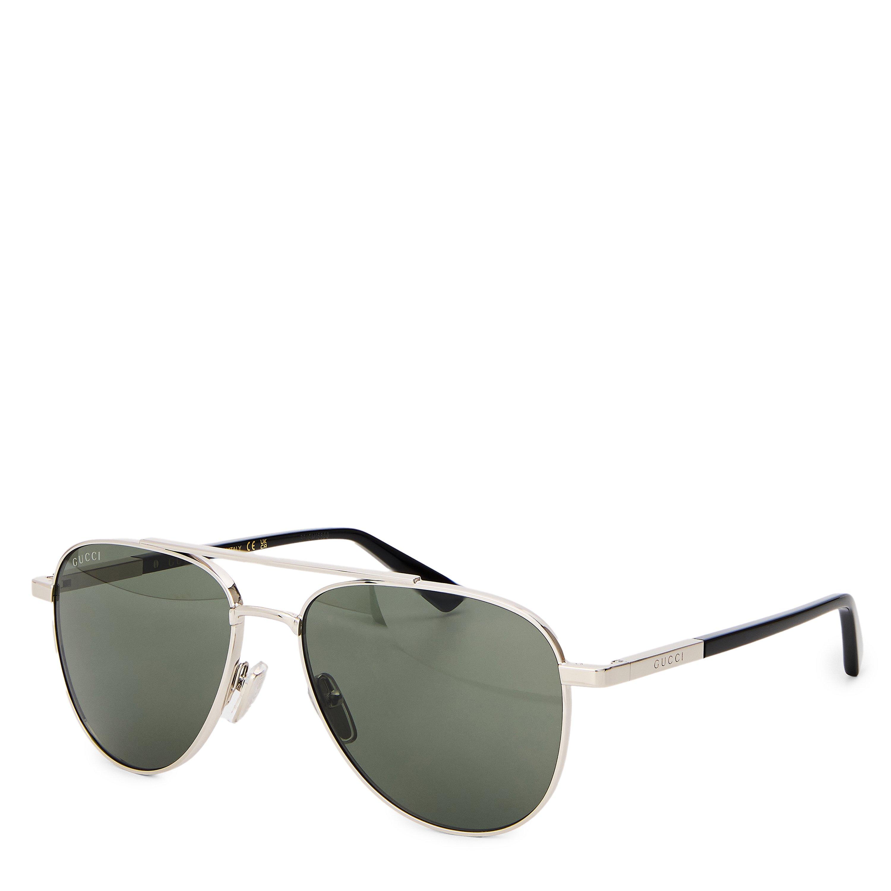 Gucci Men's Black/Grey Aviator Sunglasses
