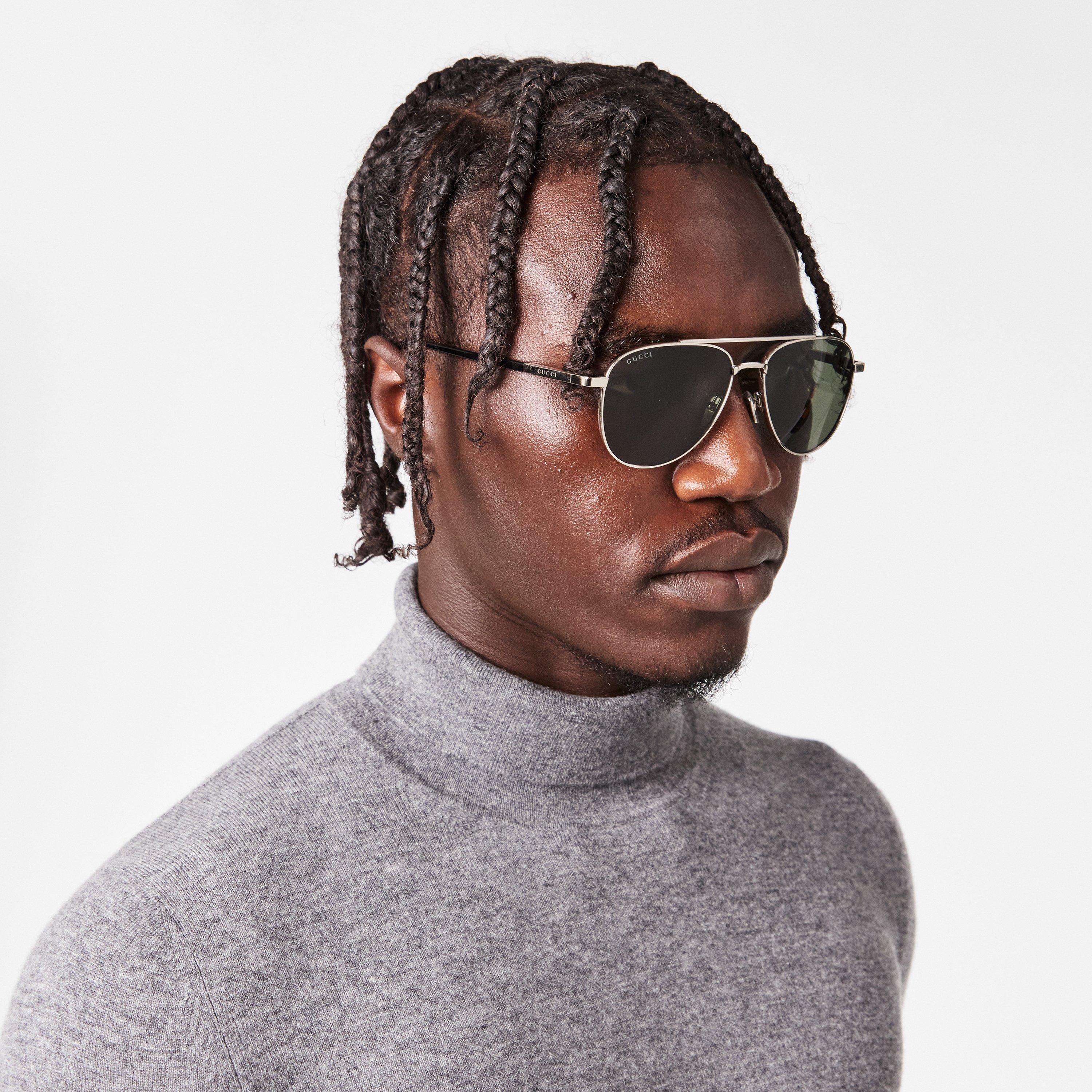 Black/Grey - Gucci - Men's Aviator Sunglasses - 3