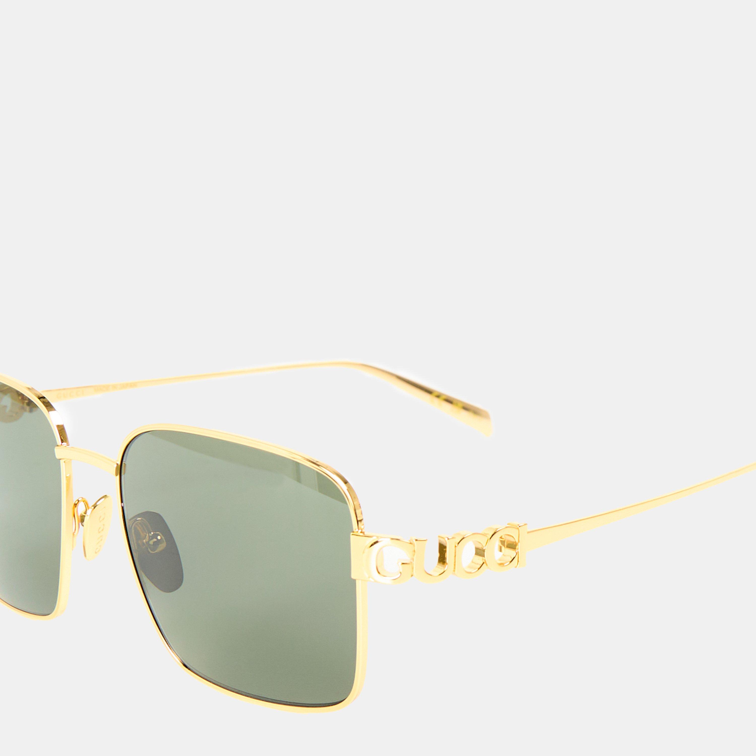 Gold/Grey - Gucci - Women's Square Sunglasses - 4