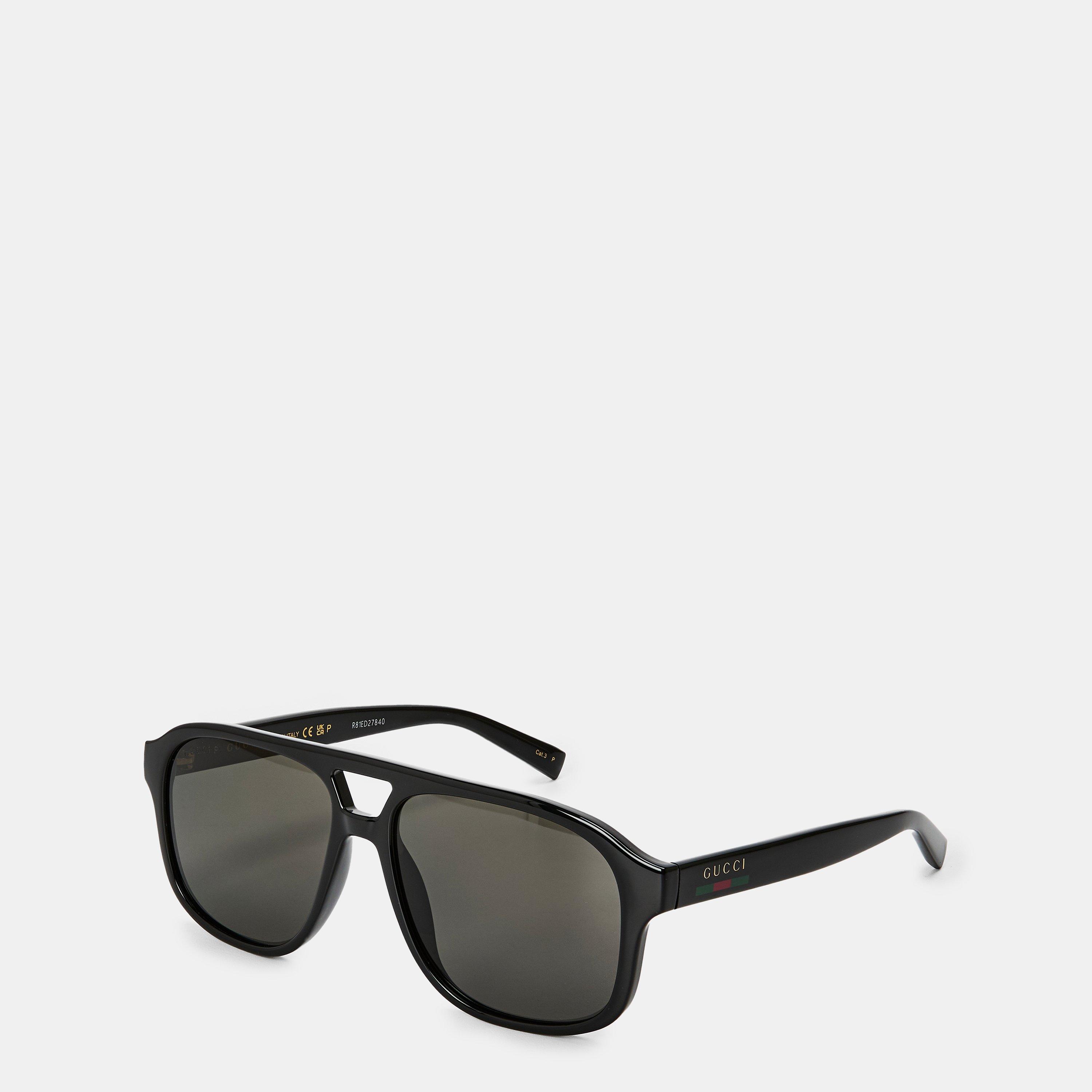 Black/Grey - Gucci - Aviator Frame Sunglasses - 1