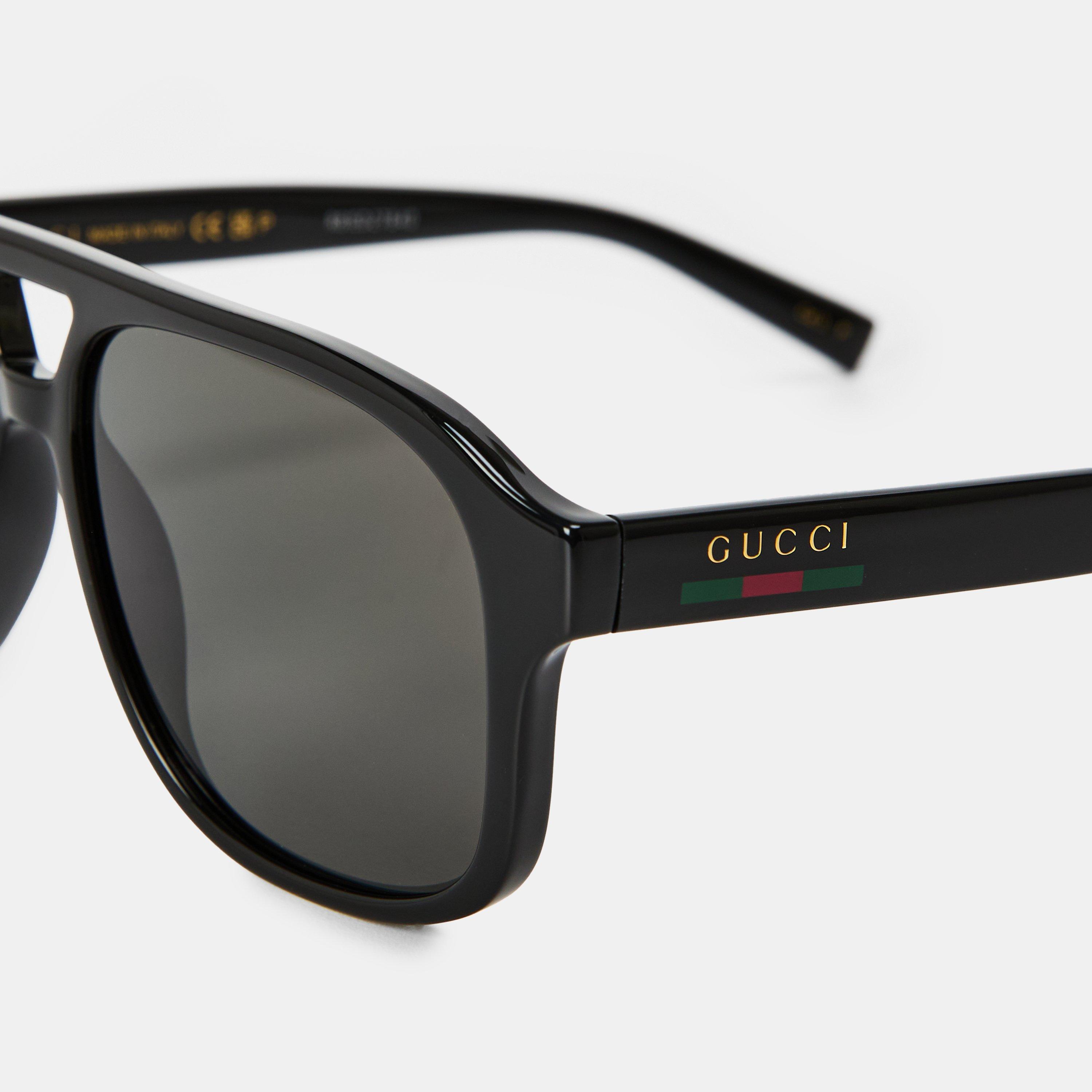 Black/Grey - Gucci - Aviator Frame Sunglasses - 4