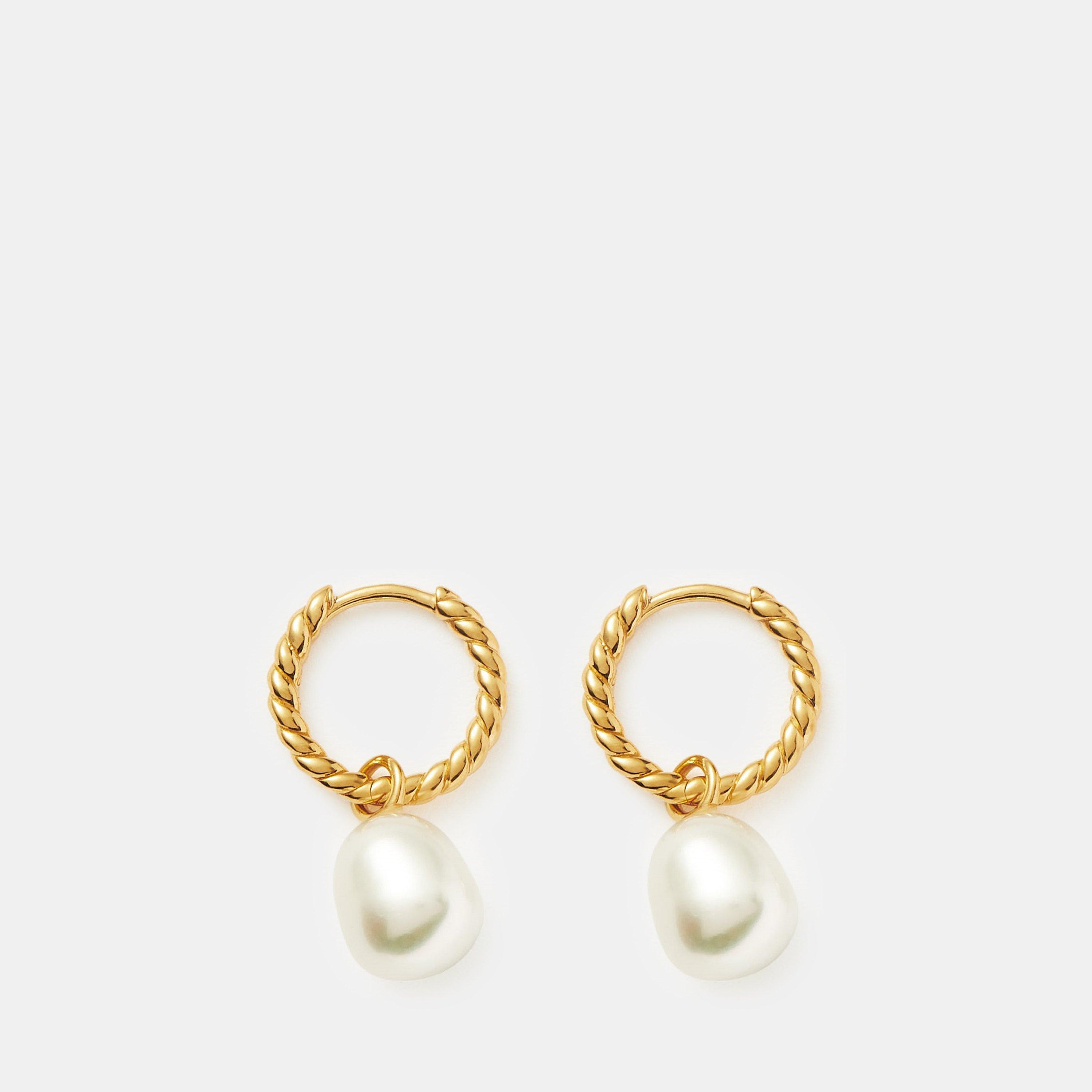Gold - Missoma - Women's Pearl Twist Gold Hoop Earrings - 1