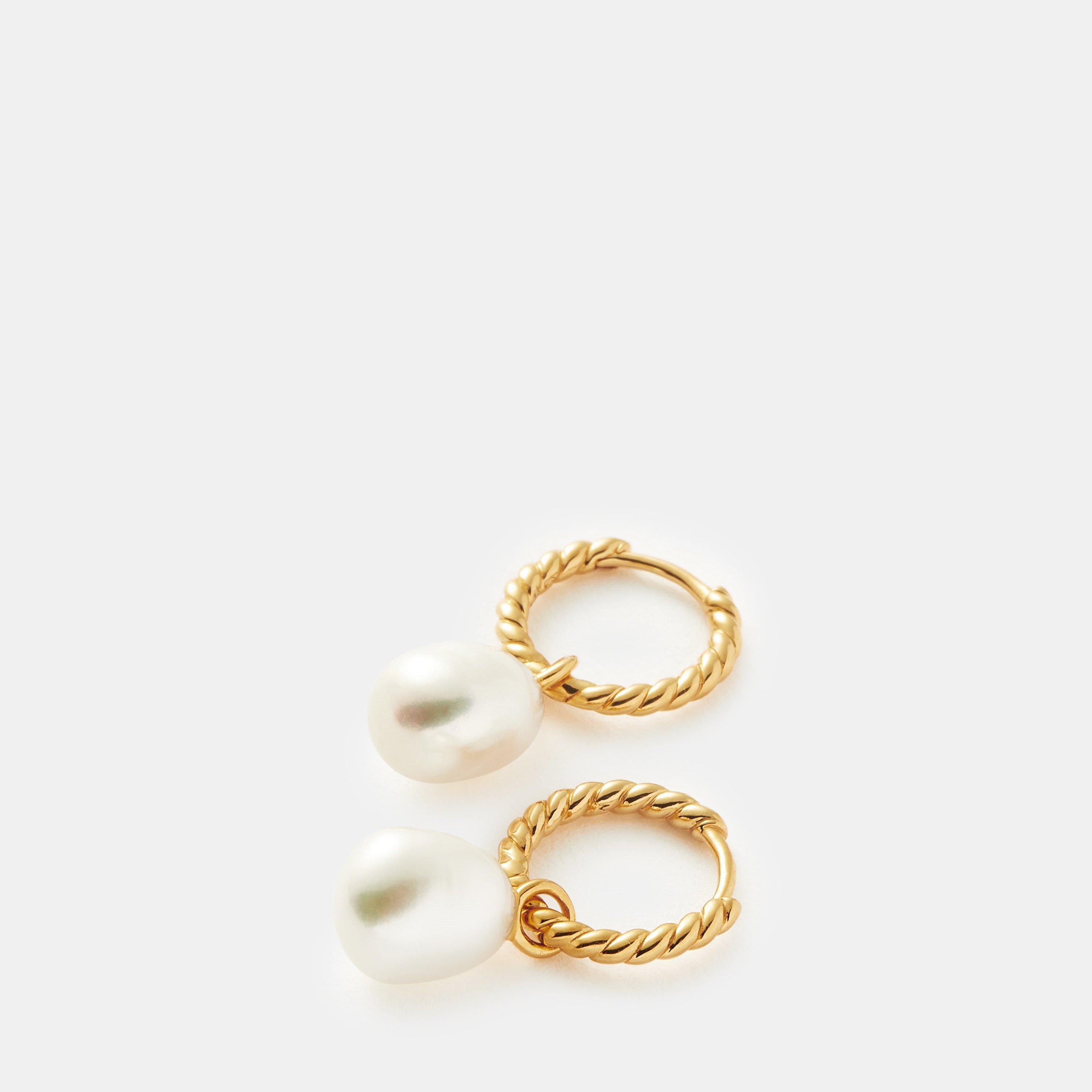 Gold - Missoma - Women's Pearl Twist Gold Hoop Earrings - 2