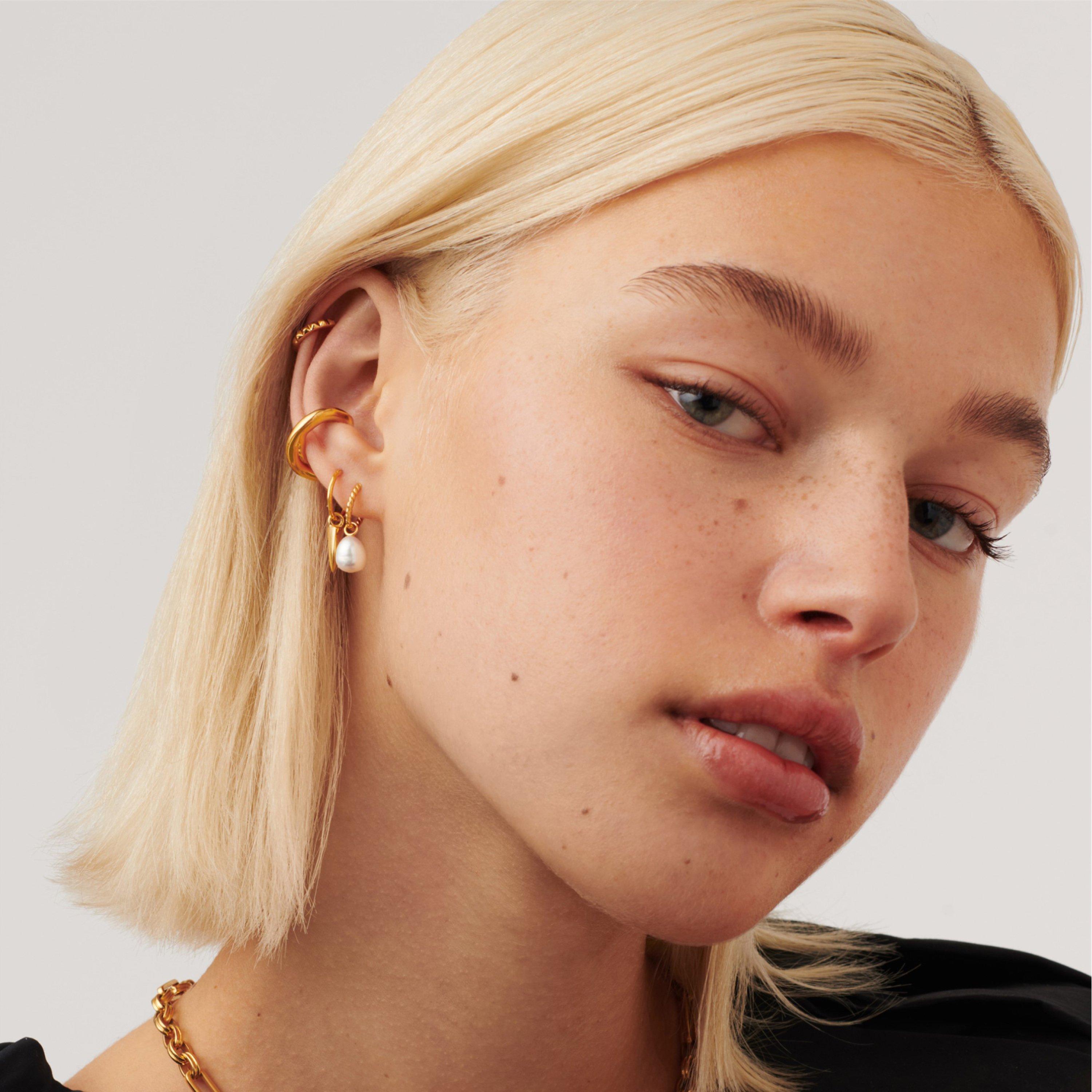 Gold - Missoma - Women's Pearl Twist Gold Hoop Earrings - 3