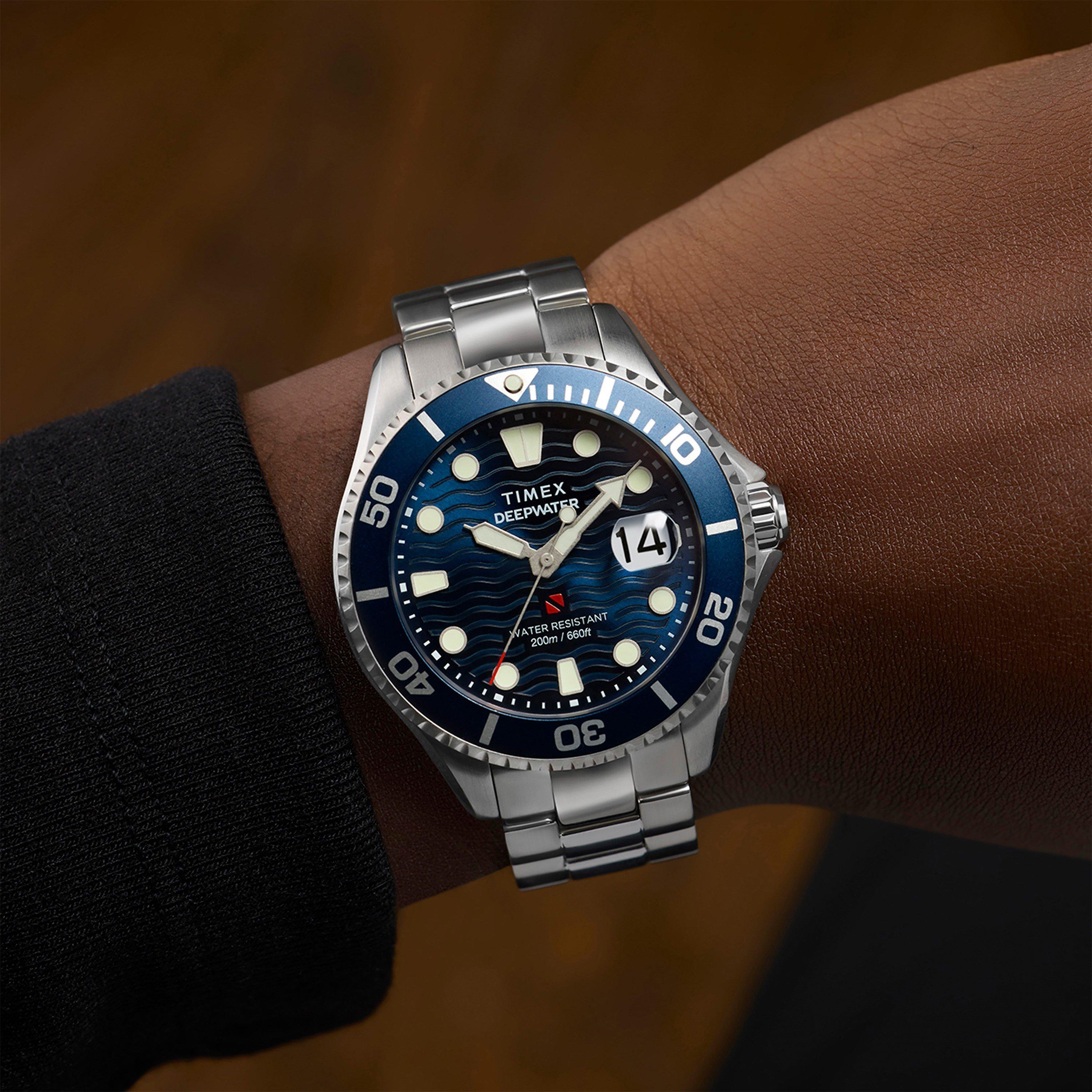 Blue/Silver - Timex - Men's Deepwater Analogue Quartz Watch - 2