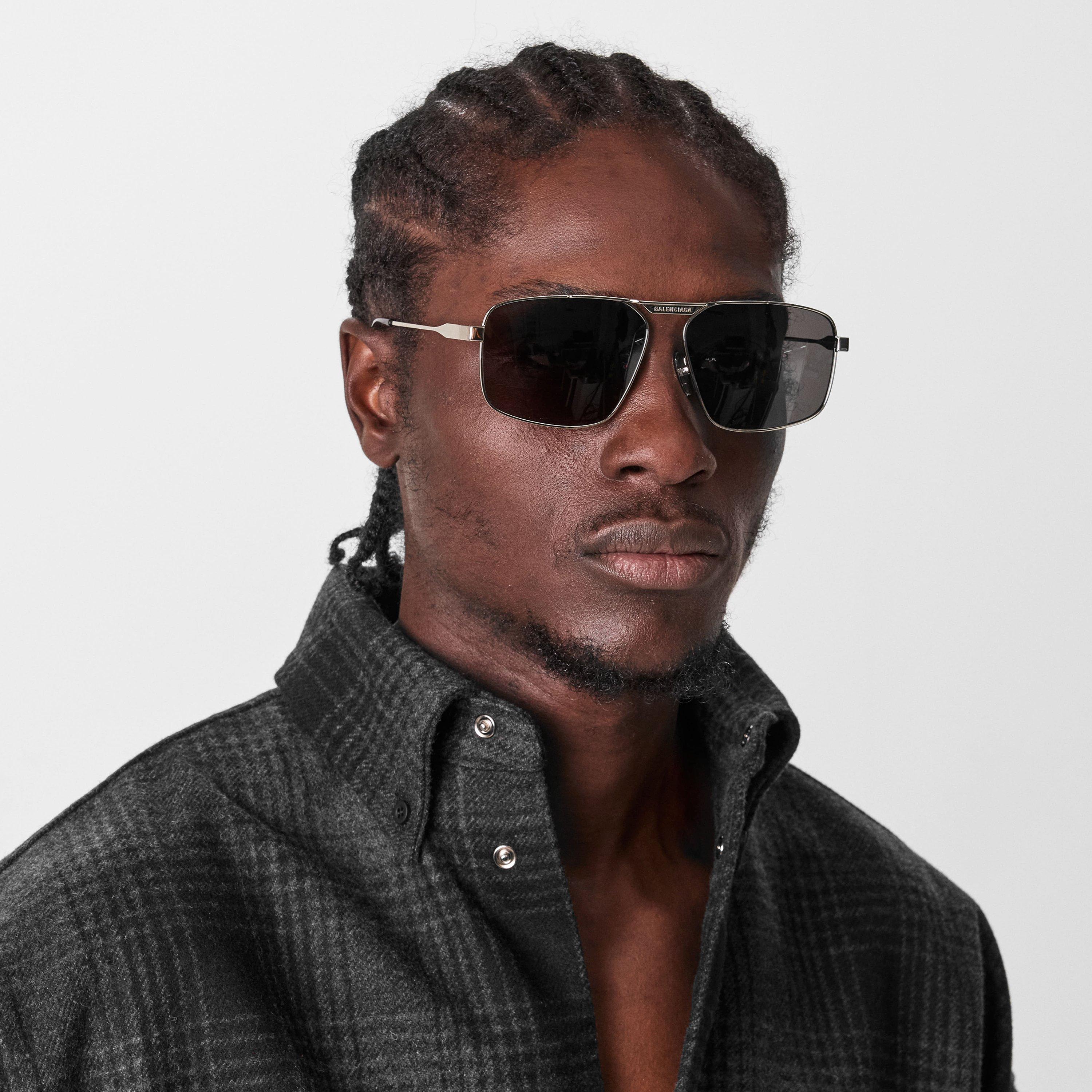 Silver/Grey - Balenciaga - Rectangle Sunglasses Bb0418sk-002 - 3