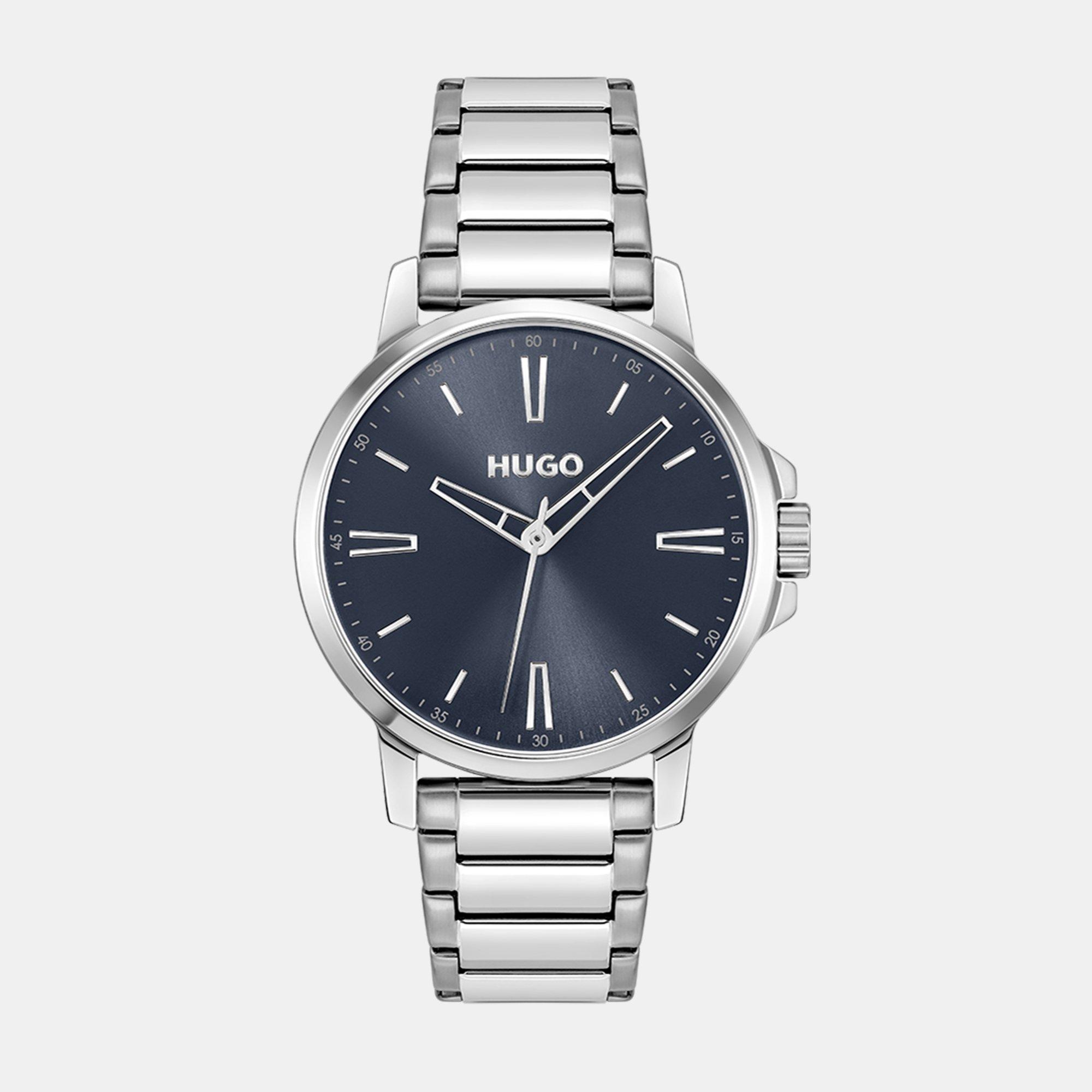 Hugo Gents HUGO #SMOOTH Stainless Steel Bracelet Watch with Green Dial - Silver - Size 41mm