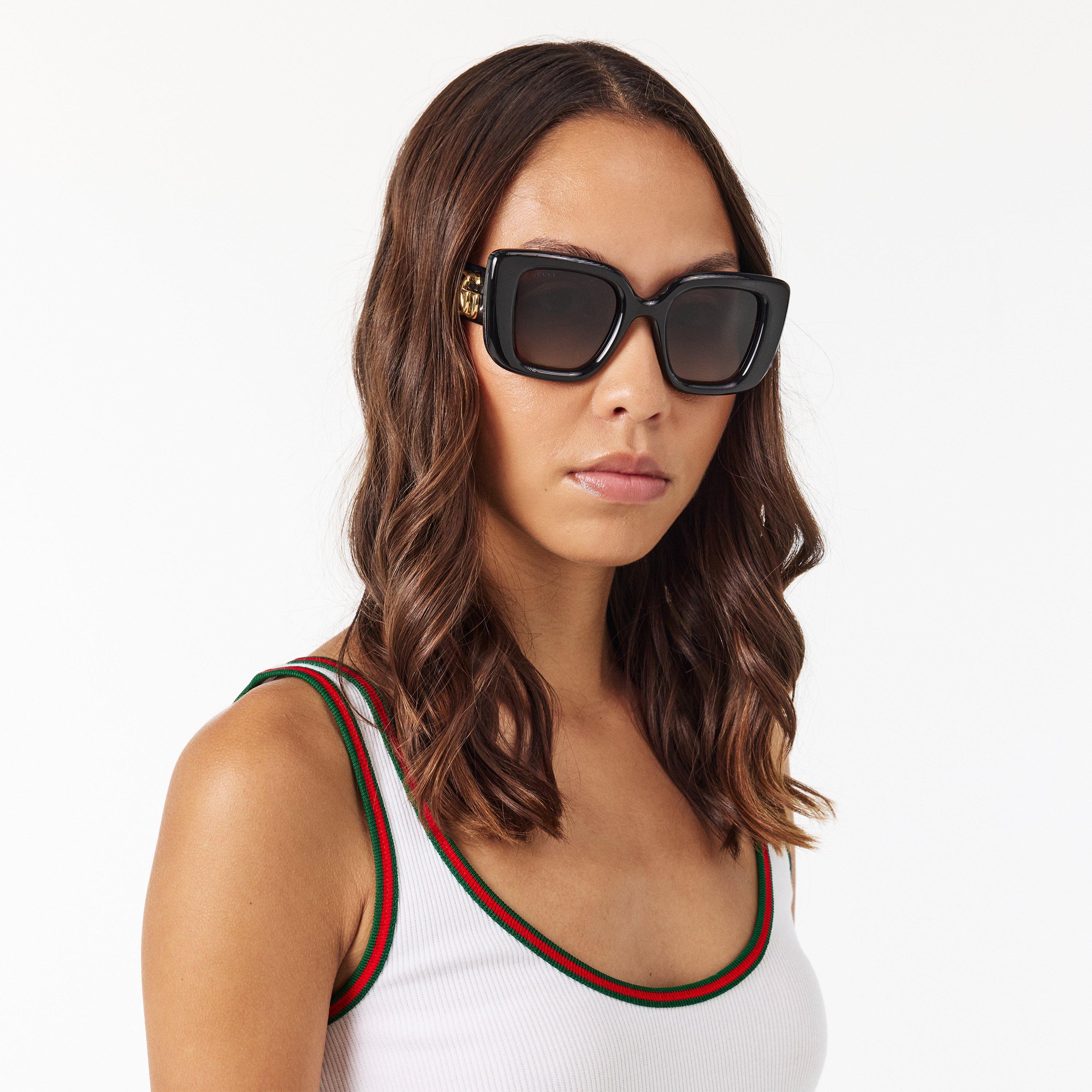 Black/Grey - Gucci - Women's Square Sunglasses - 3