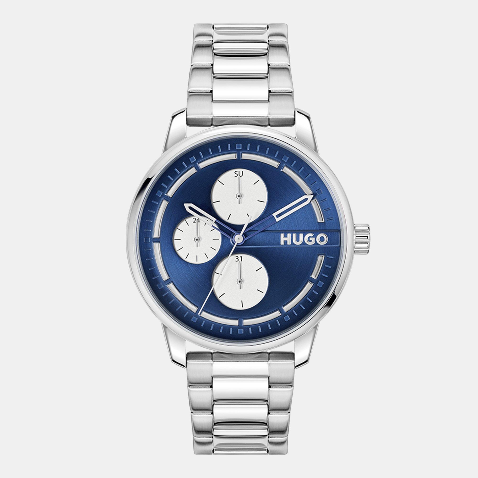 Hugo Gents HUGO #STAMP Stainless Steel Bracelet Watch - Silver - Size 44mm