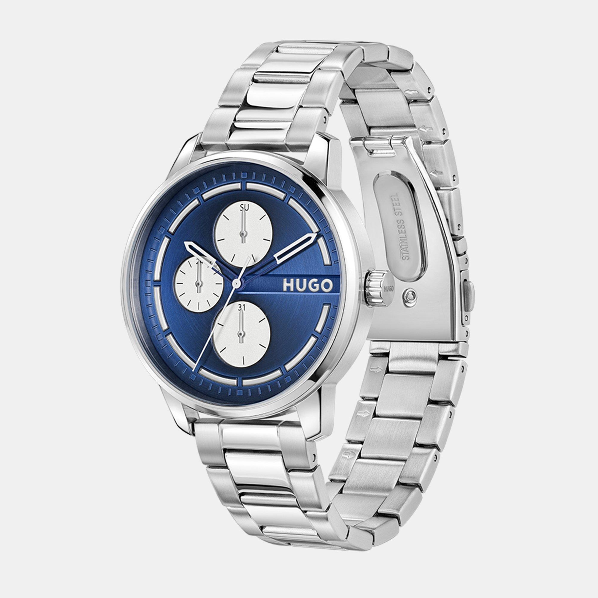 Silver - Hugo - Gents HUGO #STAMP MULTI Stainless Steel Bracelet Watch - 2