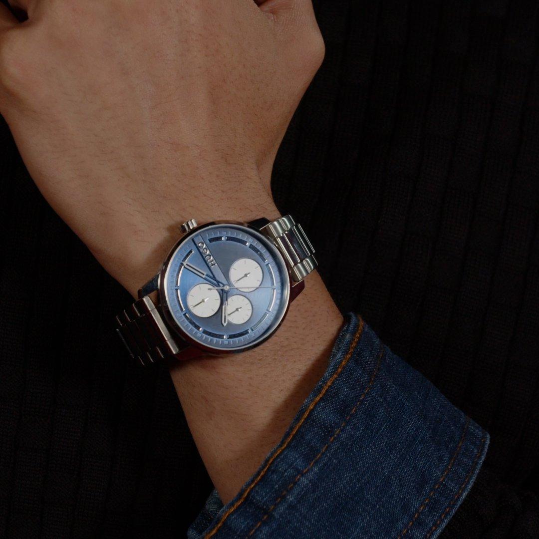 Silver - Hugo - Gents HUGO #STAMP MULTI Stainless Steel Bracelet Watch - 5