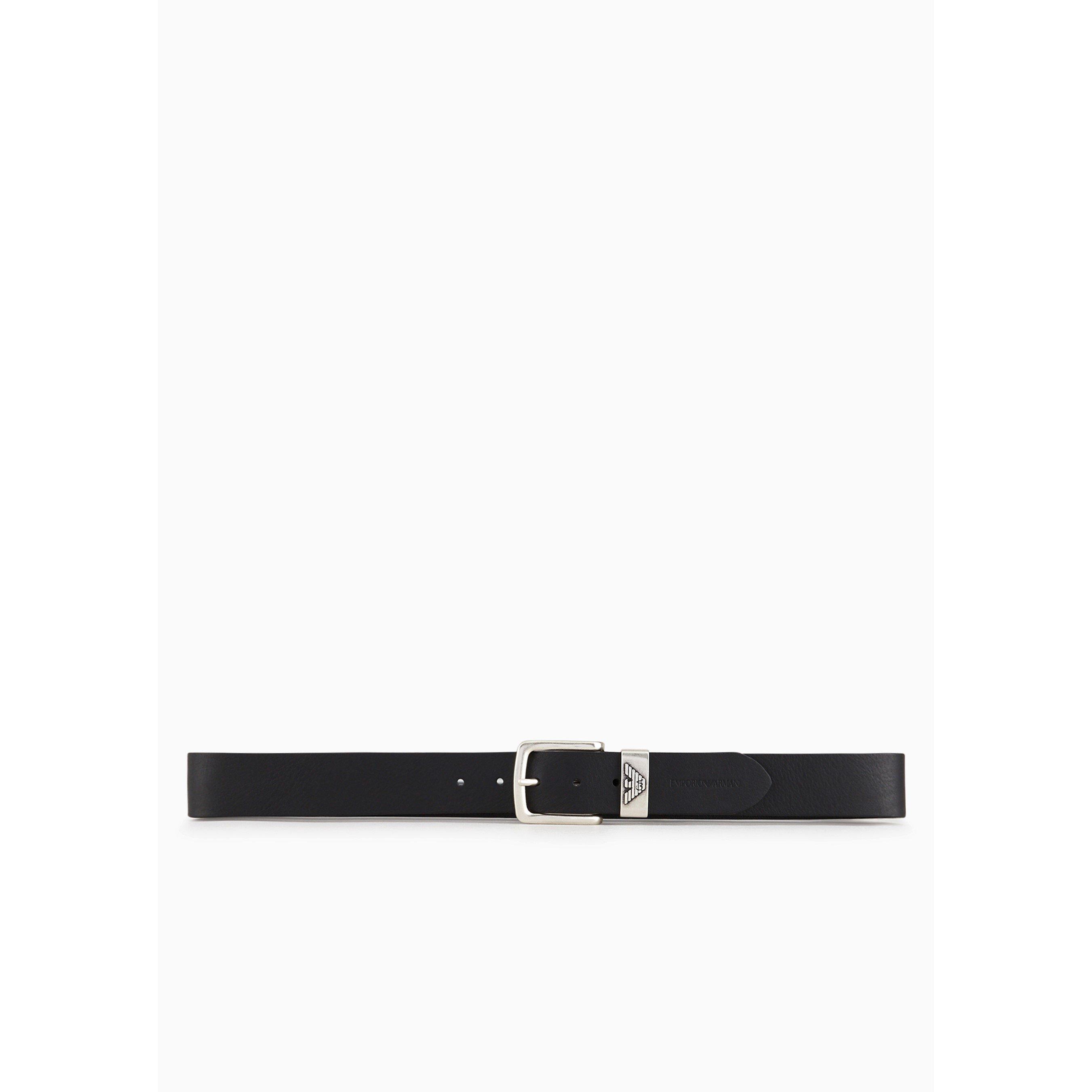Black 80001 - Emporio Armani - Men's Eagle Leather Belt - 1