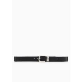 Emporio Armani Leather Belt With Logo Buckle